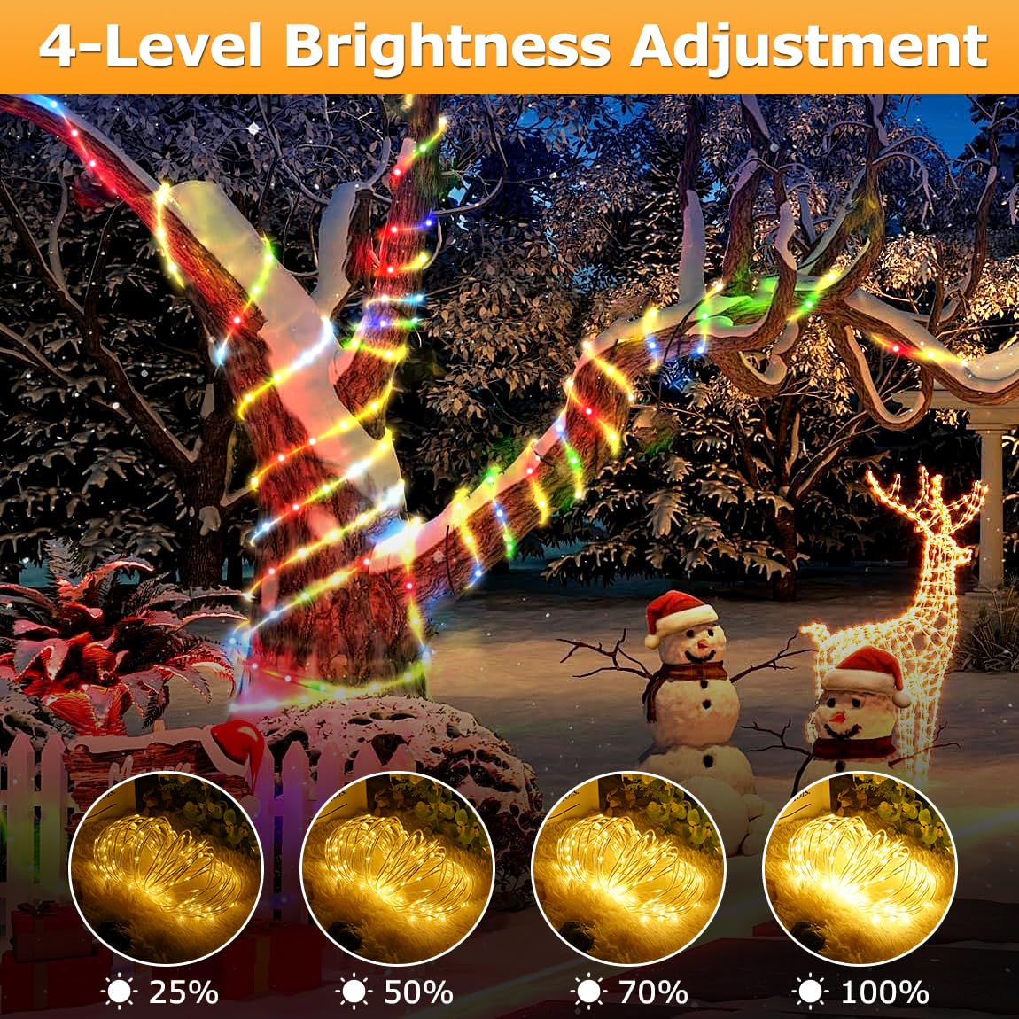OMIKA 132ft LED Rope Lights, 400 Waterproof RGB Fairy Lights for Indoor/Outdoor Decor