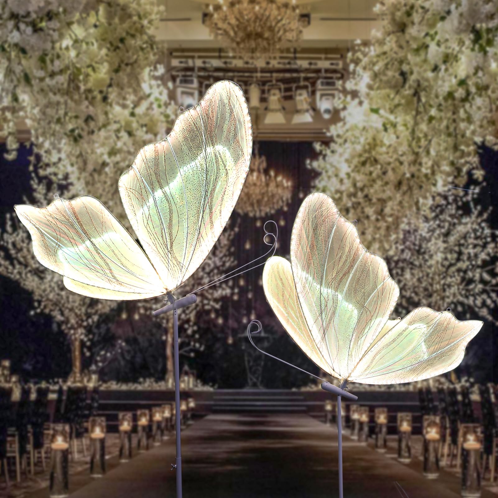 ECGOIOE Wedding Butterfly Floor Lamp, Iron, 80CM, Colored Gold, Creative Hanging Decoration for Party Events