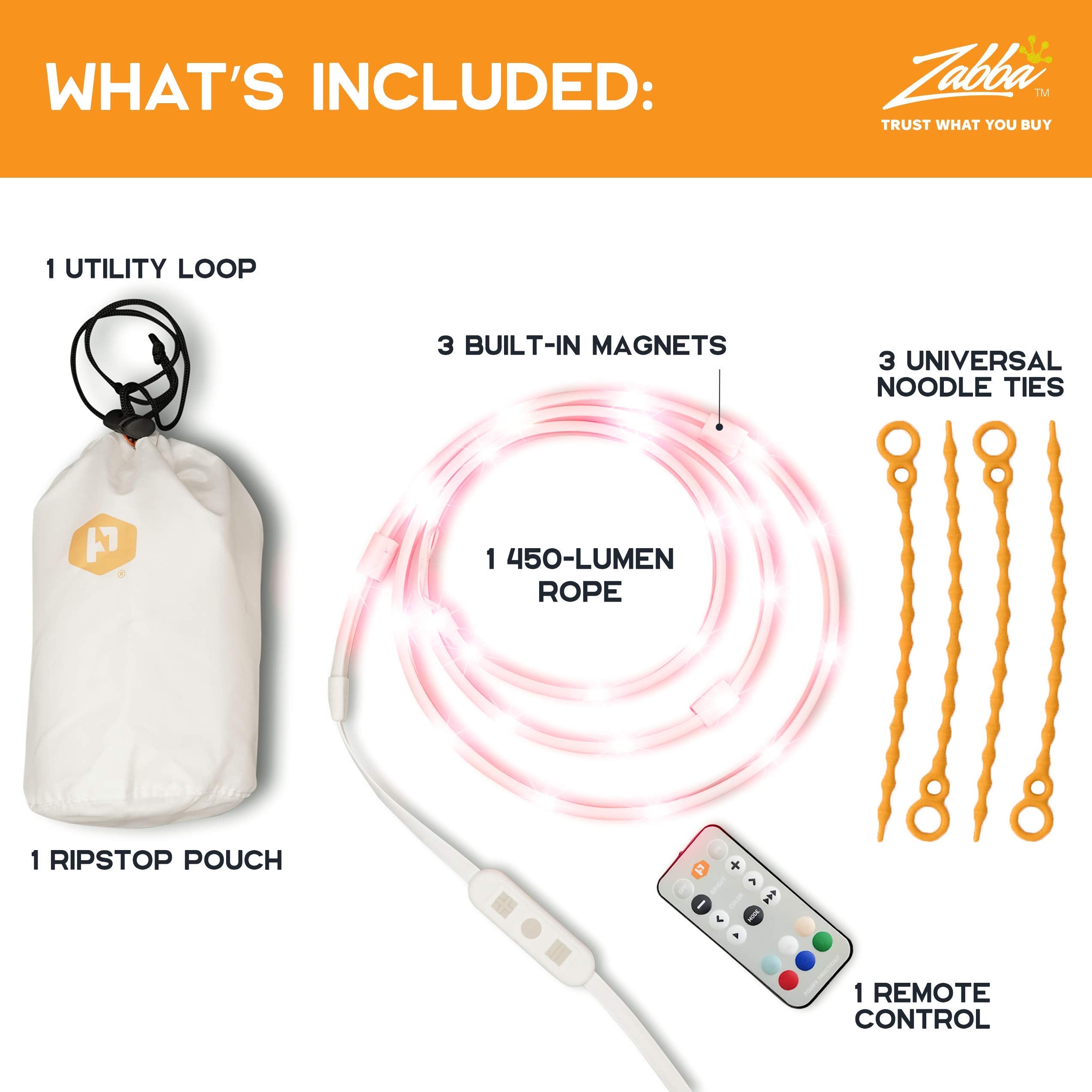 Power Practical Luminoodle Color - 5 ft Color Changing LED String Lights - Outdoor LED String + Lantern for Camping, Hiking, Saf