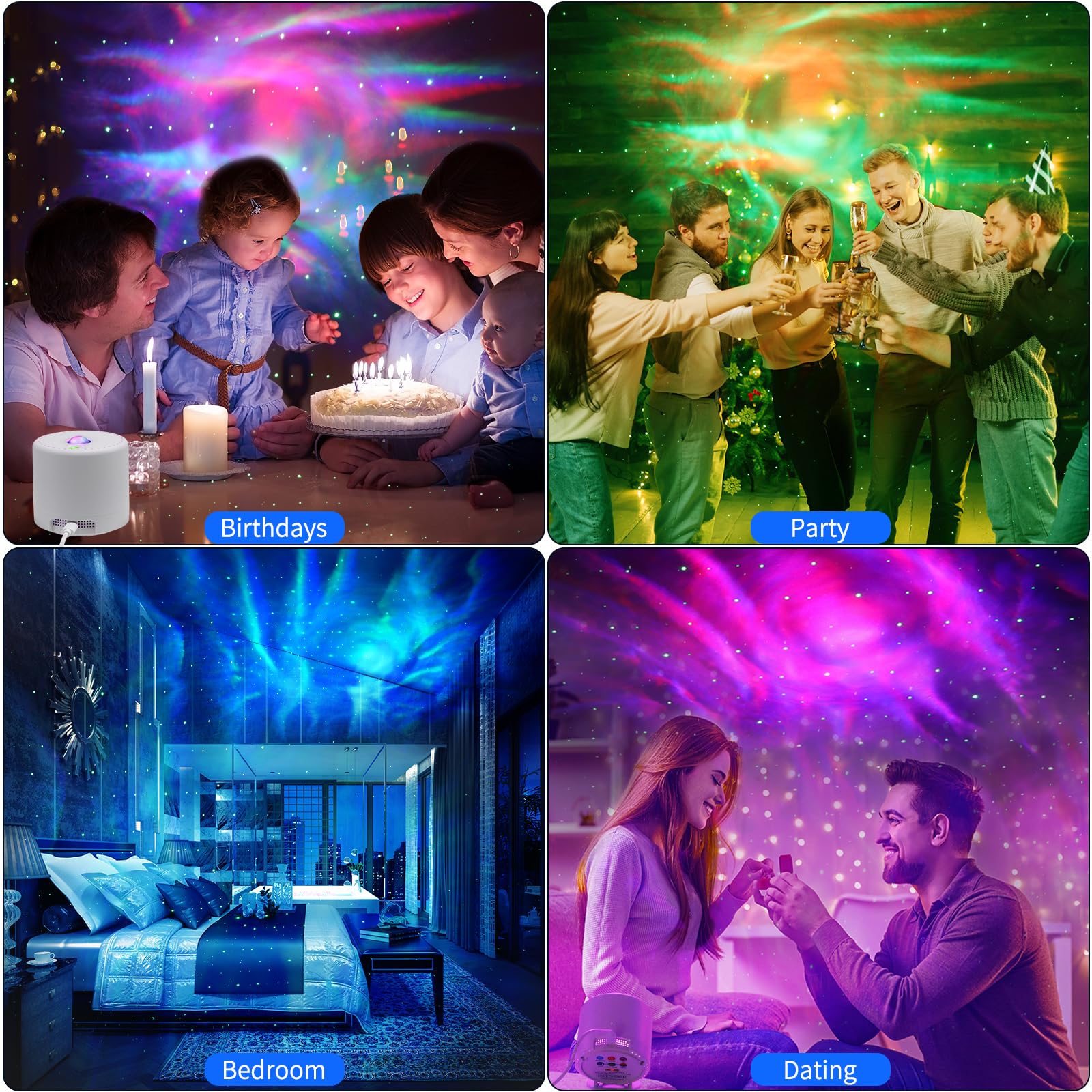 Sonhonron Star Projector SA203G - Remote Control Galaxy Light, LED Nebula Night Light for Bedroom Decor, White