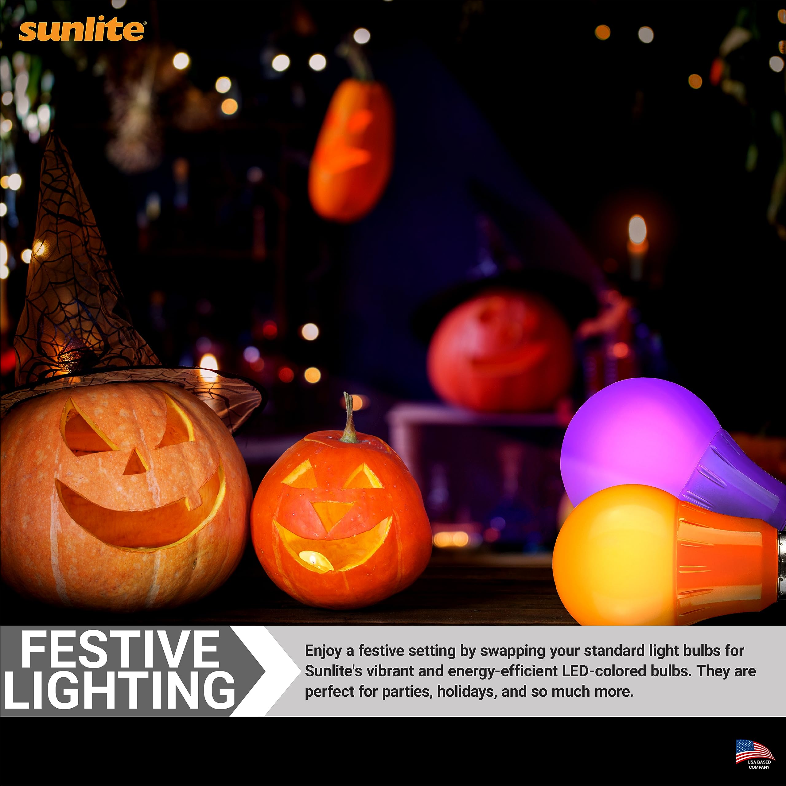 Sunlite 41521-Su Led Decorative 3 Watt (25W Equivilant) Holiday Light Bulb, Halloween Lighting, 120 Volt E26 Medium Base, Non-Di