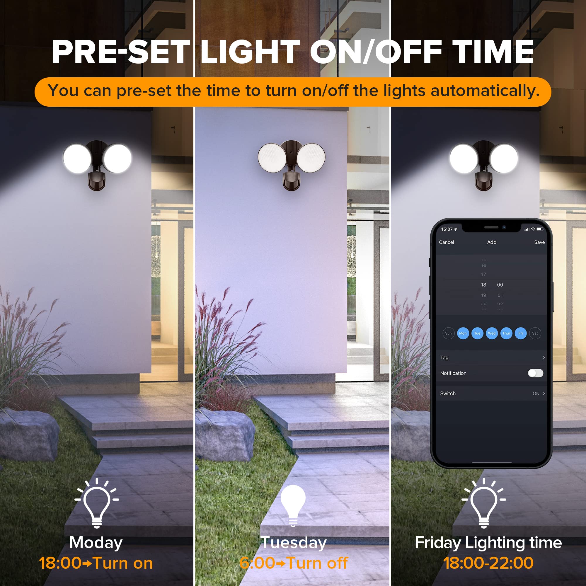 Ume Smart Wifi Led Security Light, Motion Sensor, 2500Lm, Waterproof, Works With Alexa/Google