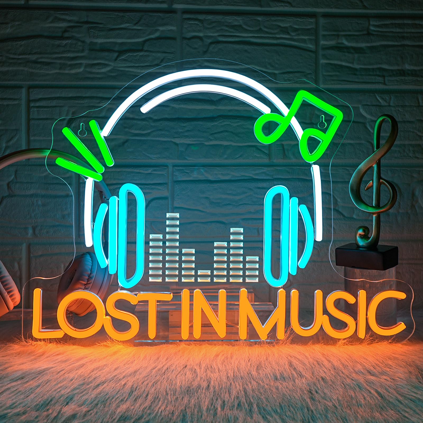 Looklight Live Music Neon Sign Lost In Music Neon Signs For Wall Decor Led Lights For Studio Disco Party Karaoke Bar Club Pub Rock And Roll Bedroom Decorations Gifts