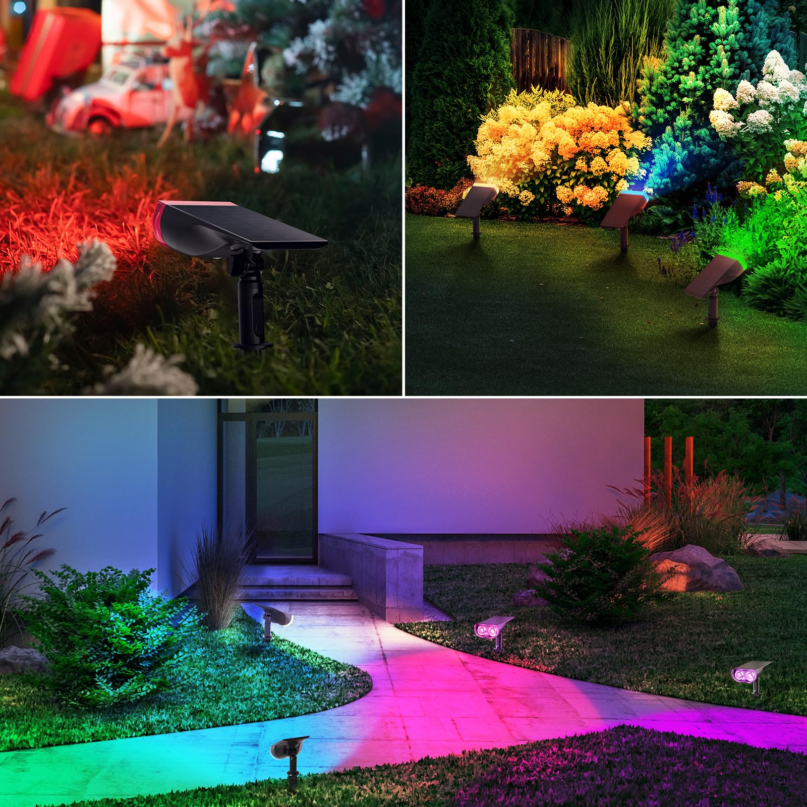 Linkind Solar Spot Lights - Multicolor, Ip67 Waterproof, 16 Leds, 6 Pack, Model Ls3700150 For Outdoor Pathway, Patio, And Fence Decorations
