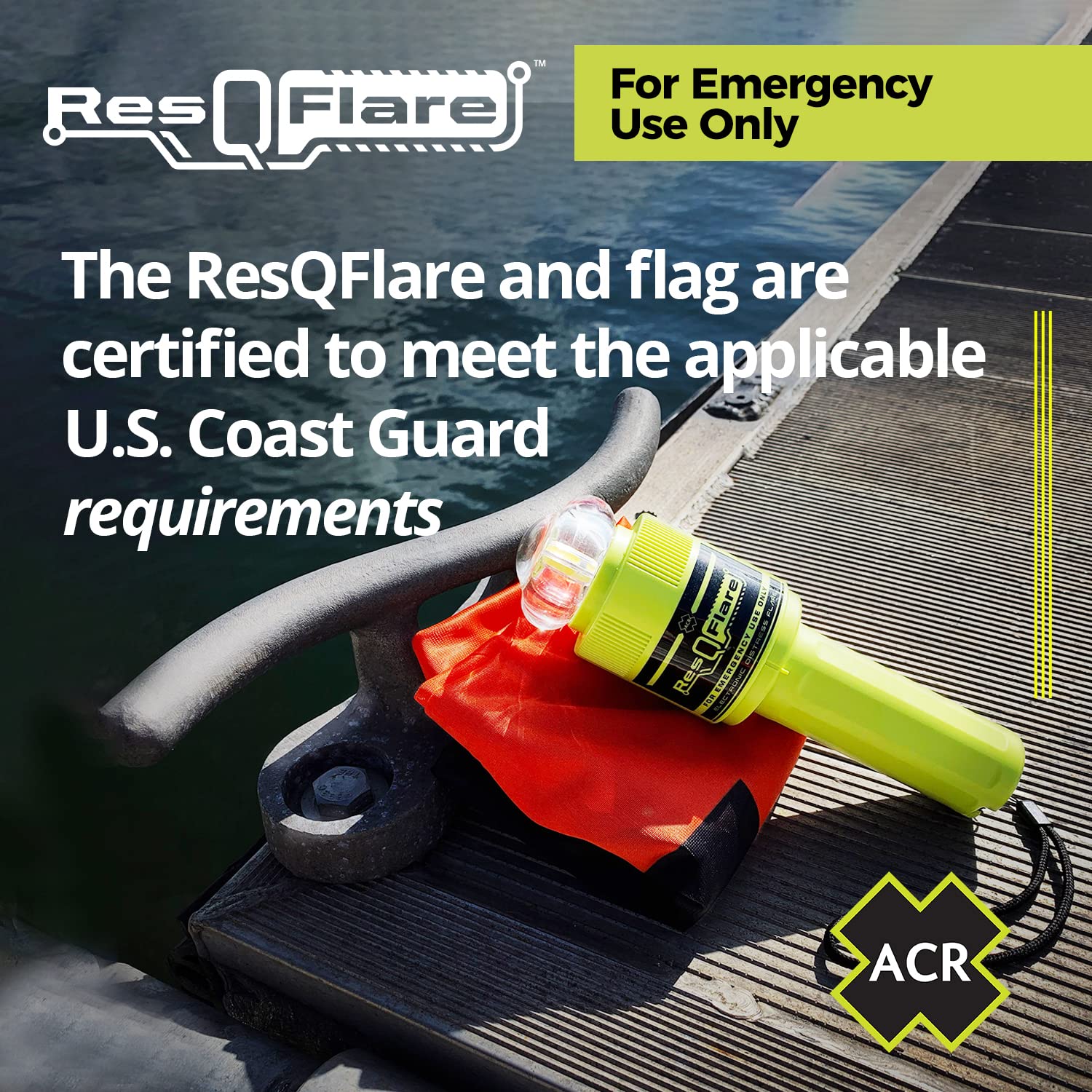 ACR ResQFlare E-Flare, USCG Approved, Model 3966, High Visibility Yellow, Plastic