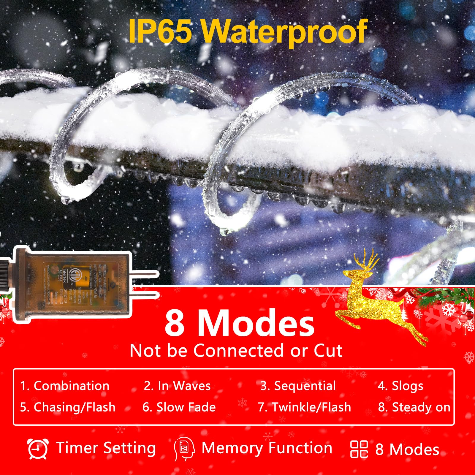 Knonew 328Ft 1000Led Rope Lights For Outside Outdoor String Lights Waterproof 8 Modes Clear Tube Light For Indoor Bedroom Wedding Garden Patio Christmas Tree Rv Holiday Decoration(Cold White)