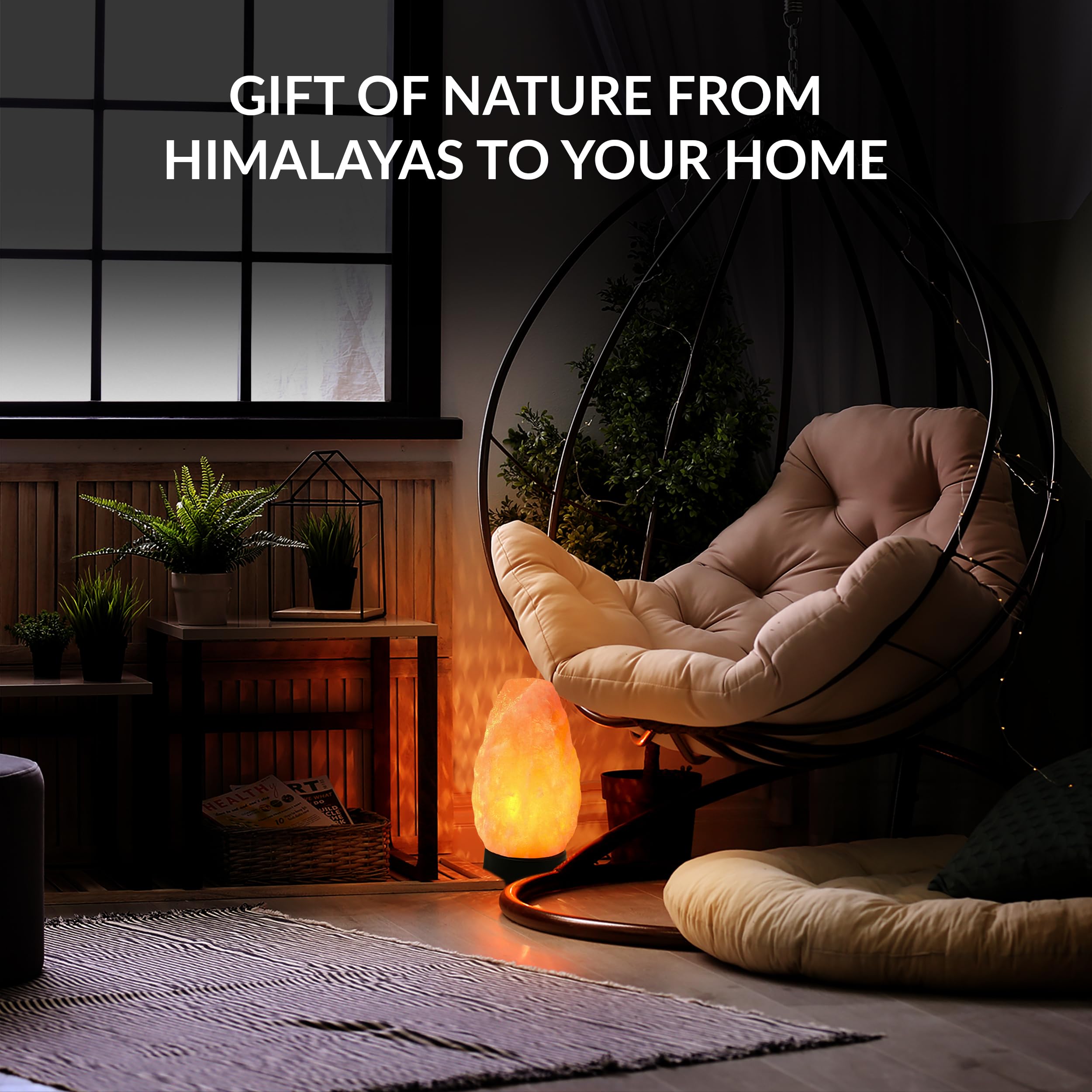 Himalayan Glow Multicolor Salt Lamp – Hand-Carved Crystal, USB & Plastic Base, Model D-900AC, White