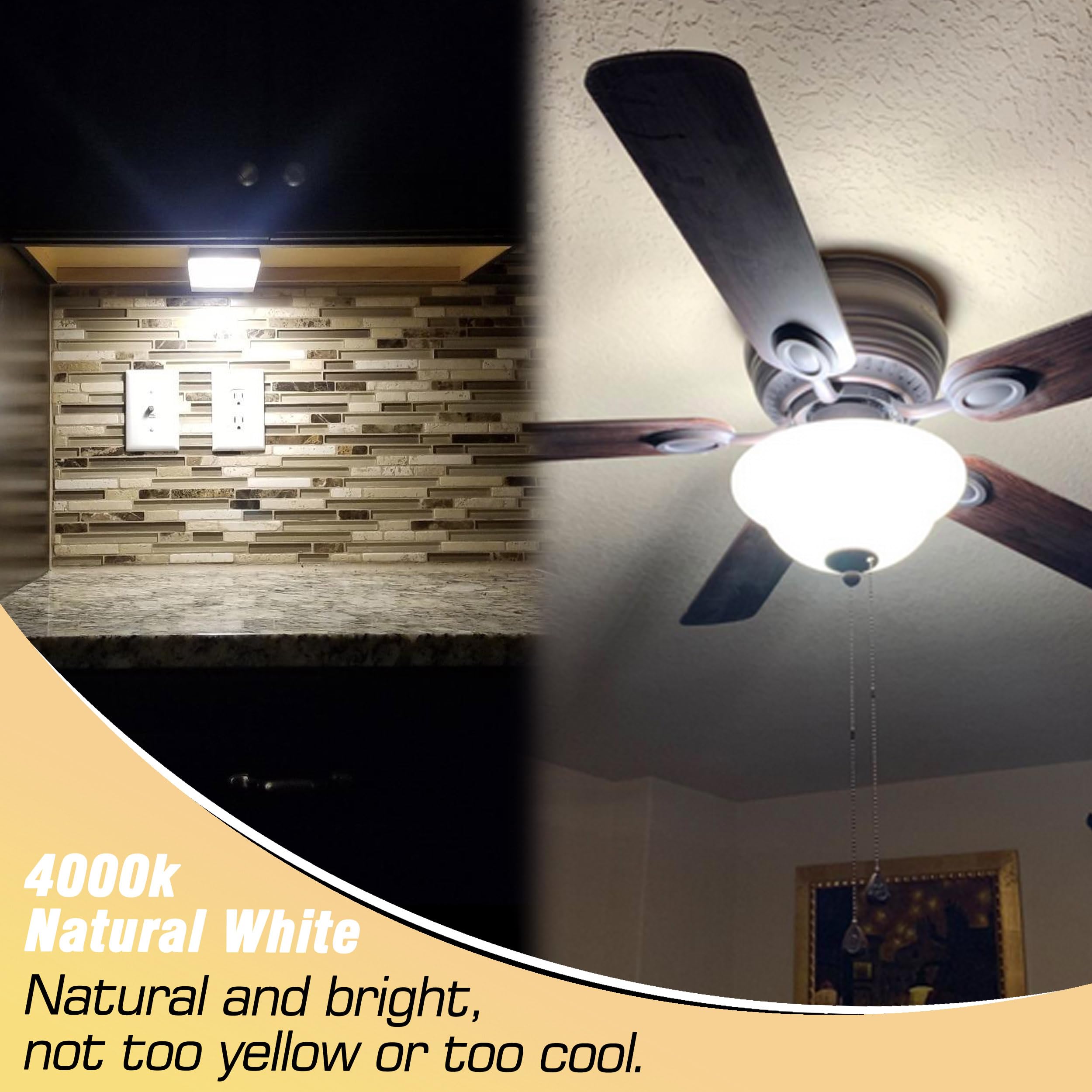 Heifymi E17 Intermediate Base Light Bulb 6W (60W Halogen Equivalent) 4000K Natural White 700Lm 120V Led Ceiling Fan Bulb For App