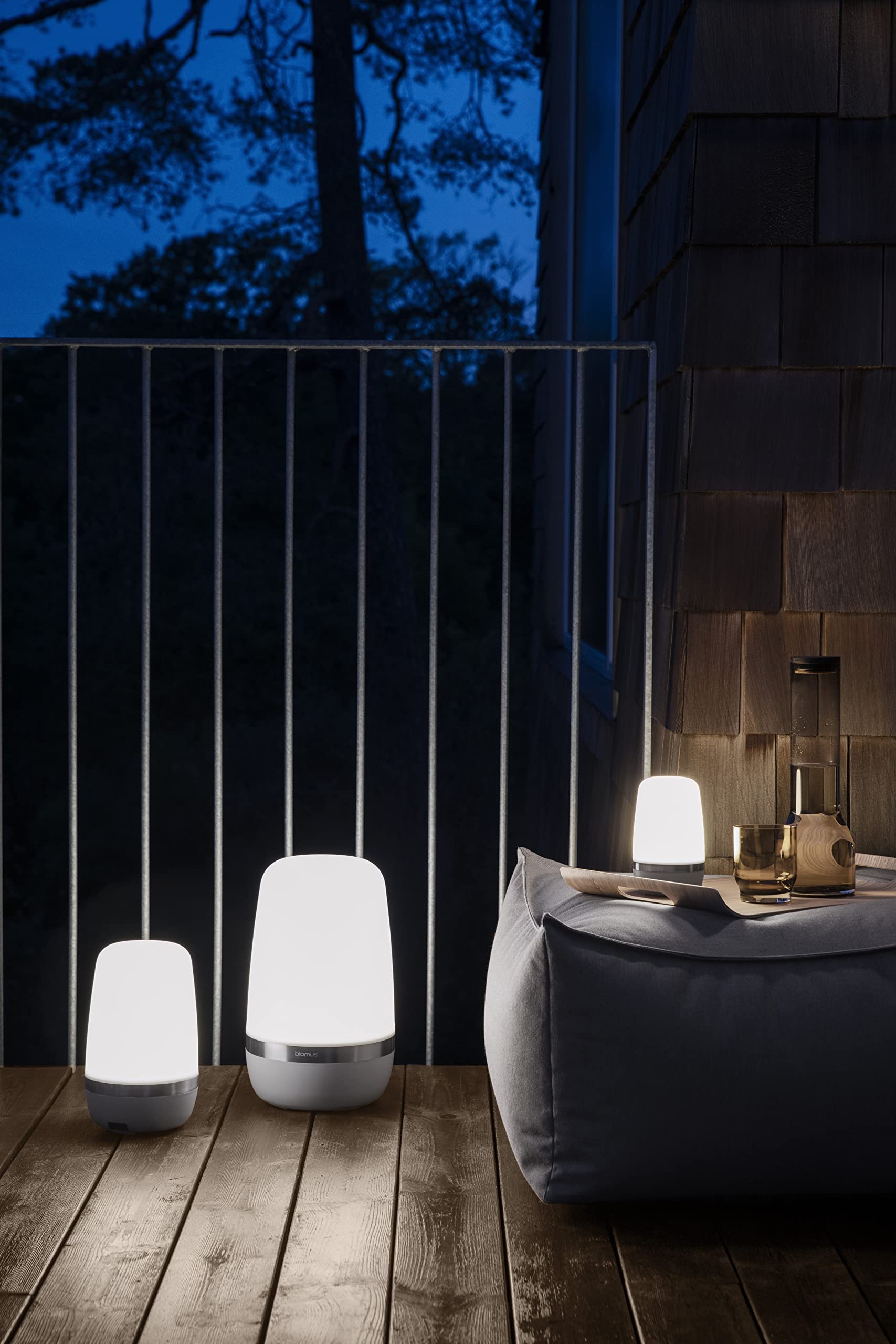 Blomus Spirit LED Table Lamp, Rechargeable, Matte Stainless Steel, Size S, Warm Grey, Model 66061