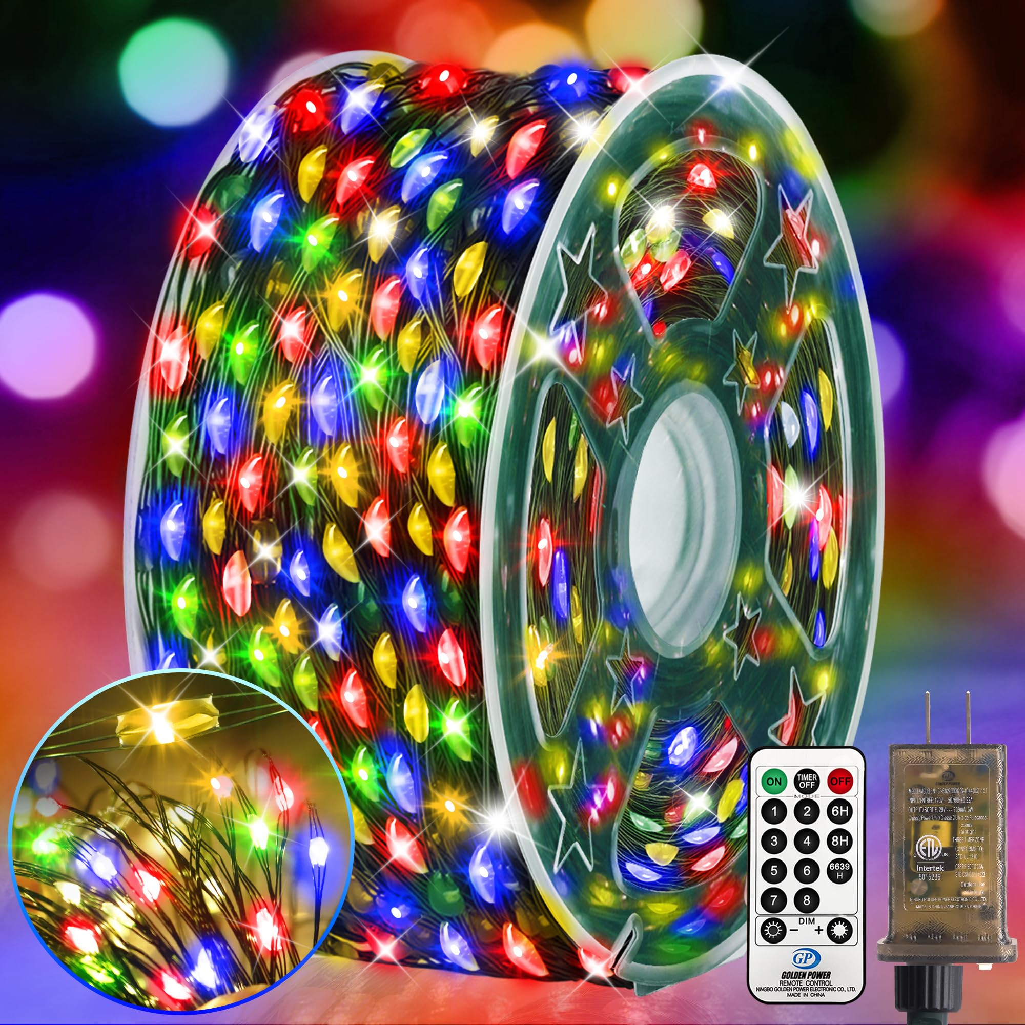 KNONEW Easter Fairy Lights 203FT Waterproof Outdoor - 600 LED Plug-in String Lights with 8 Modes & Memory Function, Multicolor E