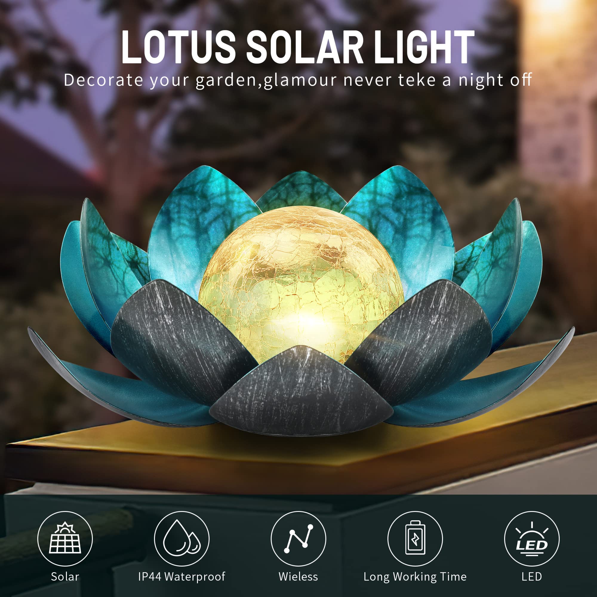 QZHP Solar Garden Light, Waterproof Metal,  ed Globe Glass, Green, Model HP004