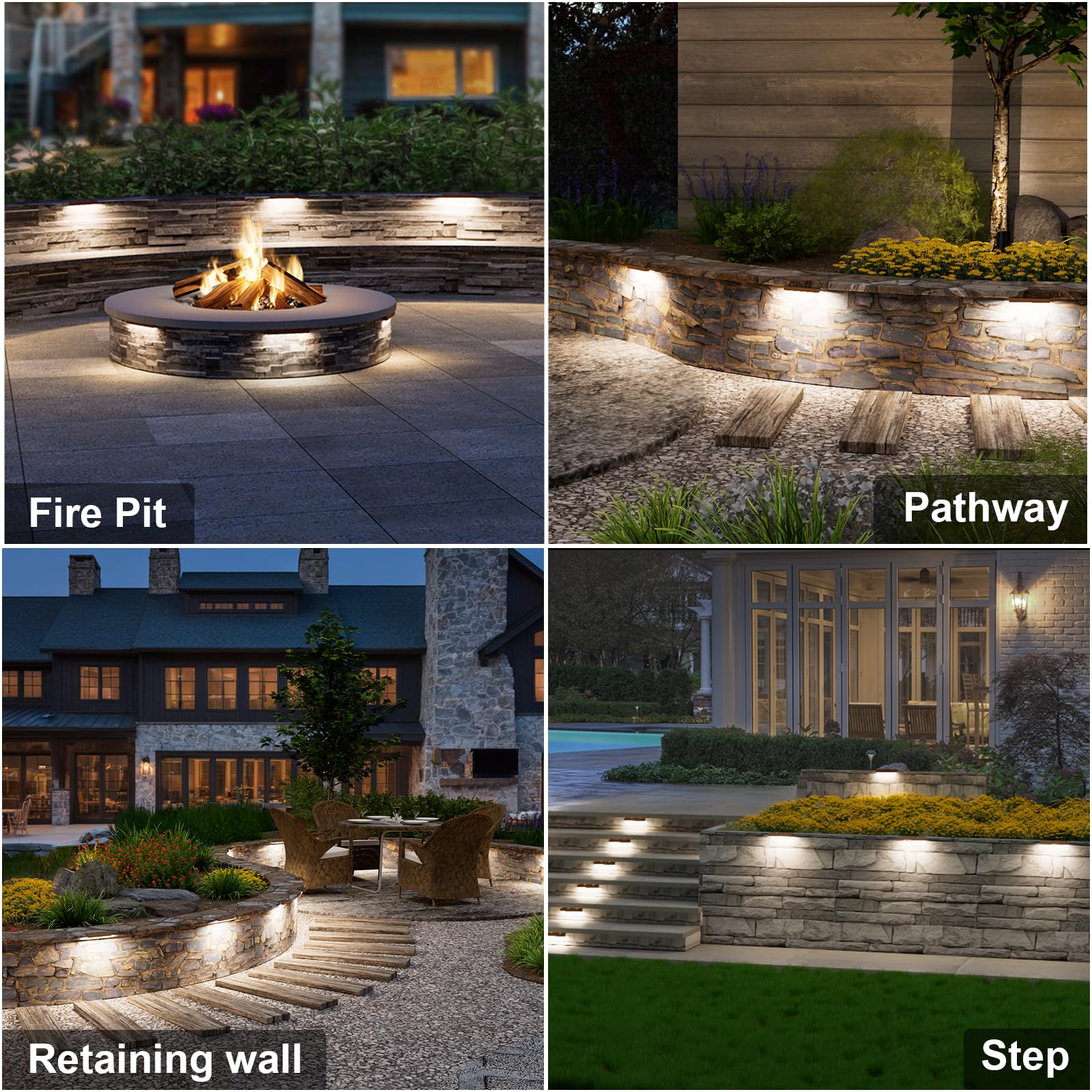 VOLISUN 12 Pack 7" Waterproof LED Hardscape Lights, 12V Paver Step Lights, 5000K Daylight, Aluminum, Model JXL-ST0703