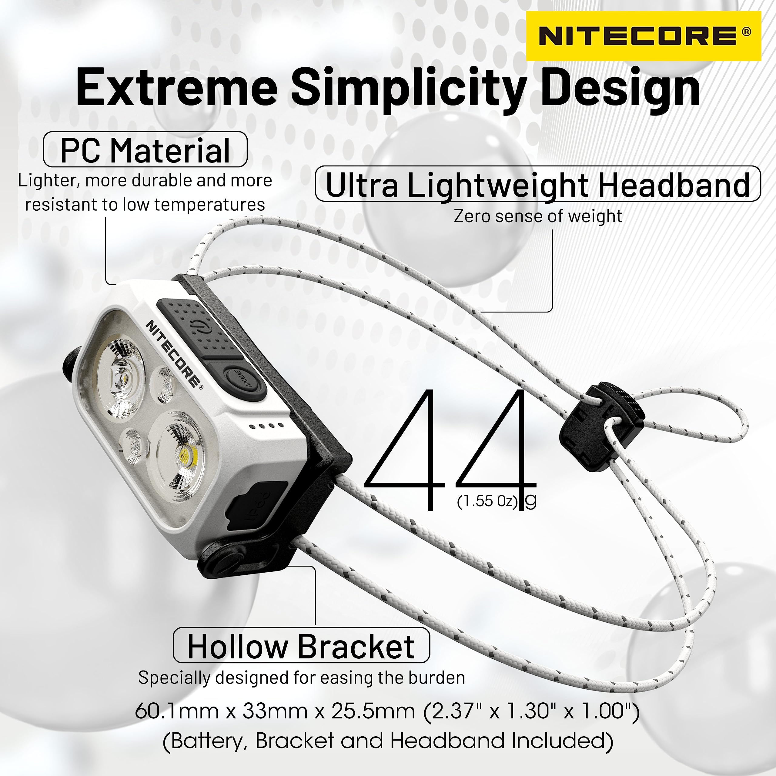 Nitecore Nu21 360 Lumen Ultra Lightweight Outdoor Headlamp Dual Beam Usb-C Rechargeable Headlight Tag (Yellow)