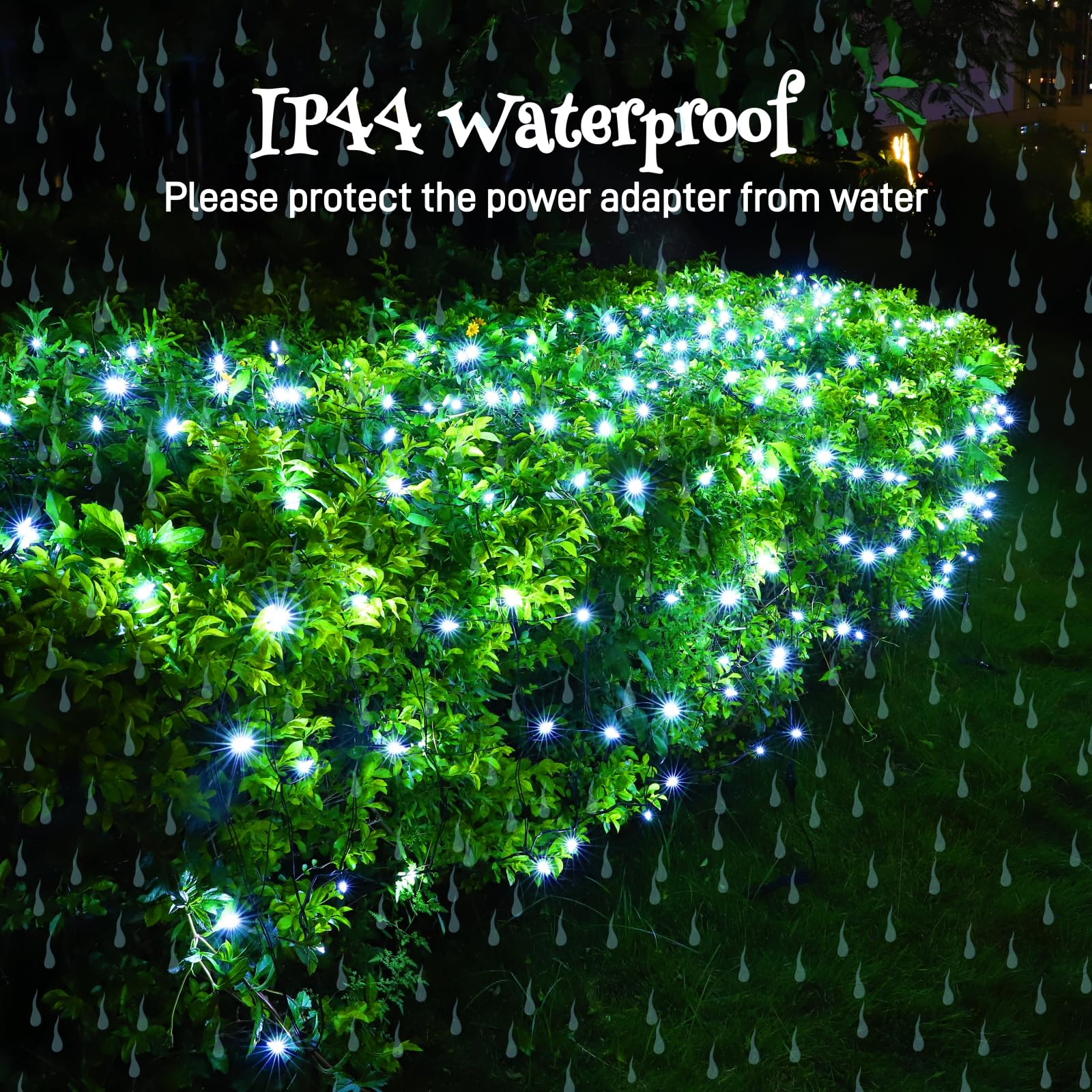 Meteds LED Christmas Net Lights, 120 LED, 6ft x 4ft, Waterproof, White, Model LEHD-120/3, Outdoor Decorations for Yard and Garden