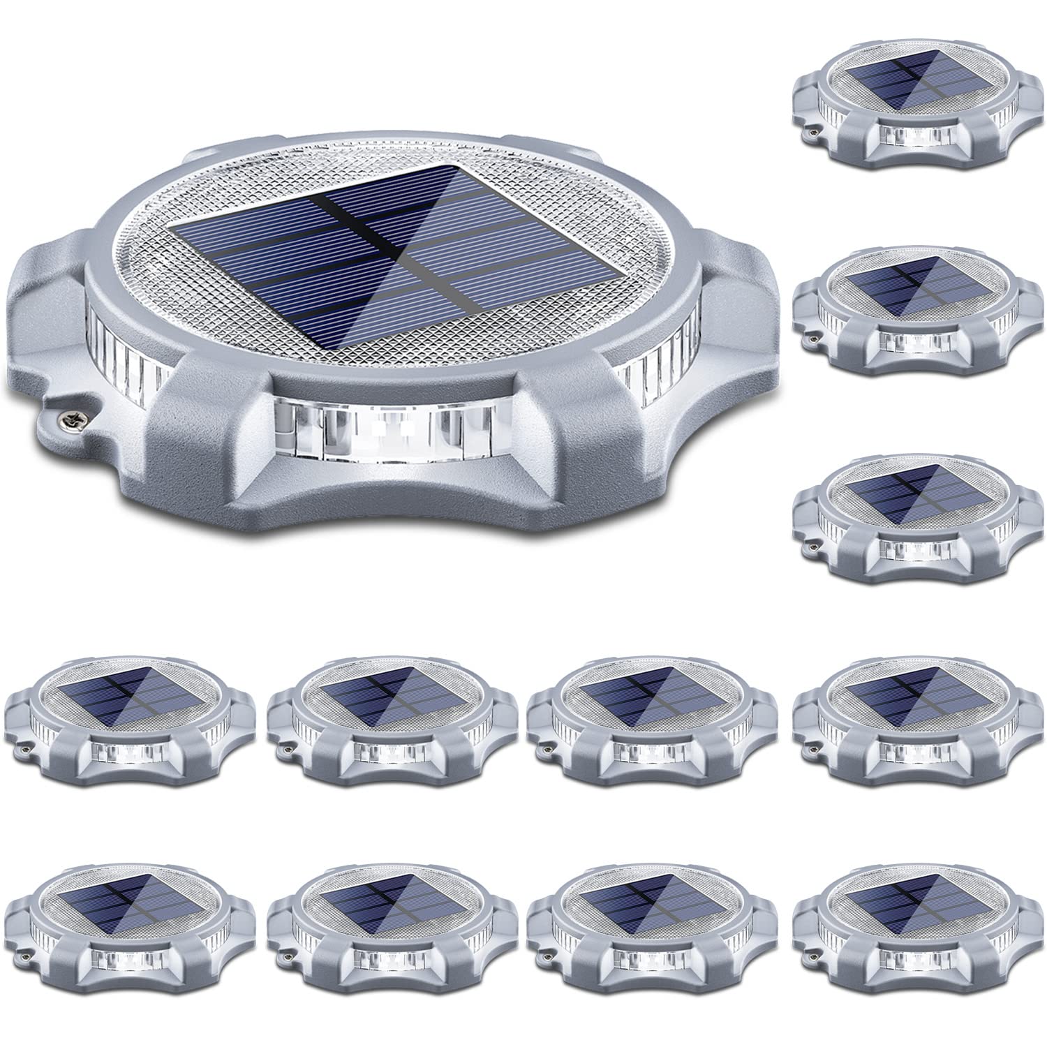 SIEDiNLAR Solar Deck Lights LED 2 Modes Waterproof 12 Pack Cool White & Warm White Model SD0312G-WA-12PK
