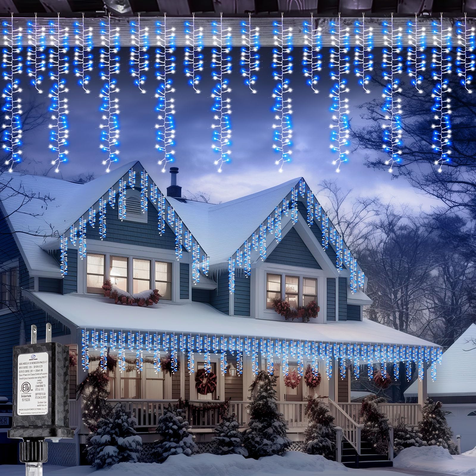 Brightown Cluster Icicle Lights for Outside, 20Ft 1125 LED Christmas Lights with 30 Drops, Icicle Christmas Lights Outdoor with 