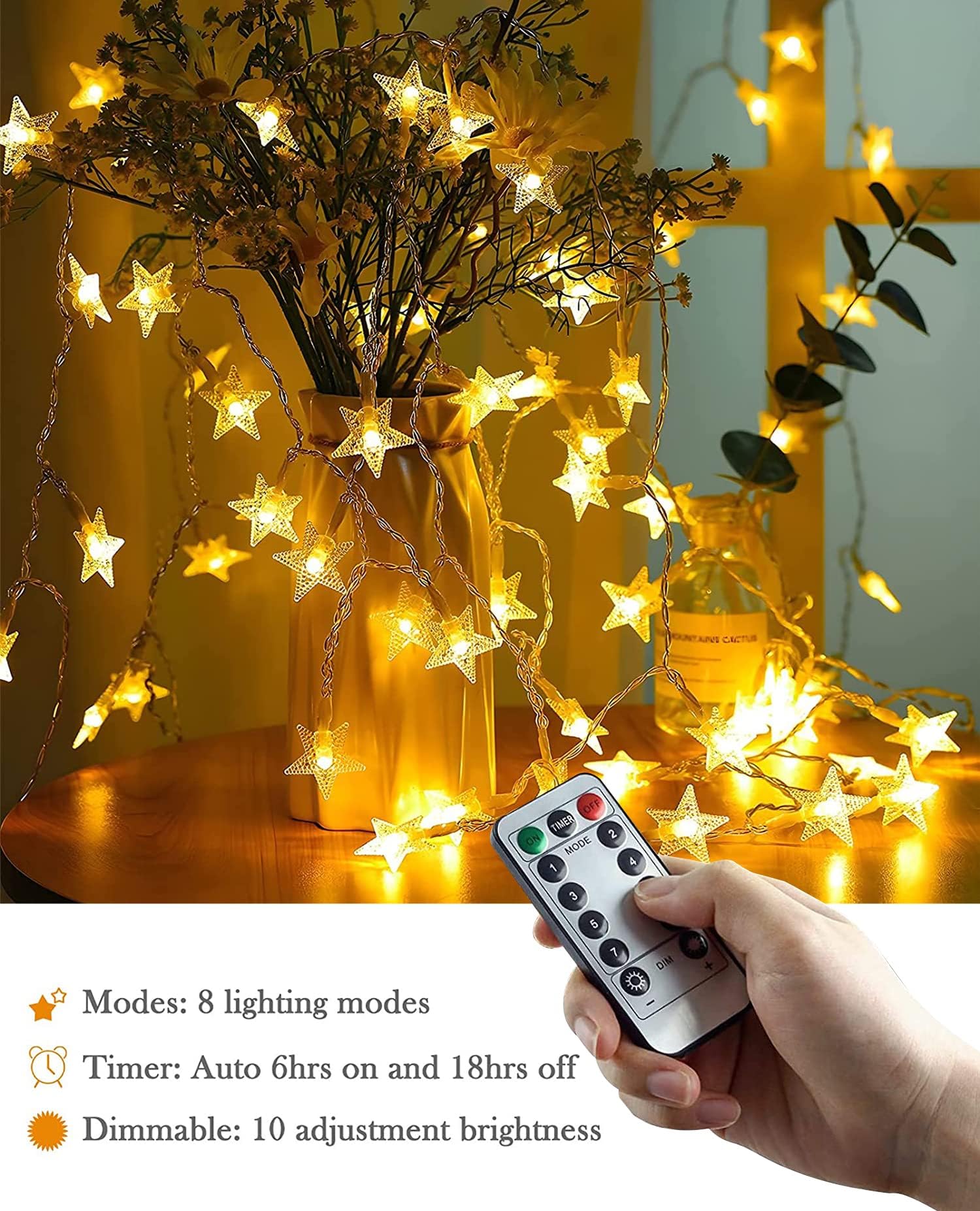 ANJAYLIA String Lights 100 LED 33 FT Battery Operated Warm White Fairy Lights for Indoor & Outdoor Decor, Model String Lights-2