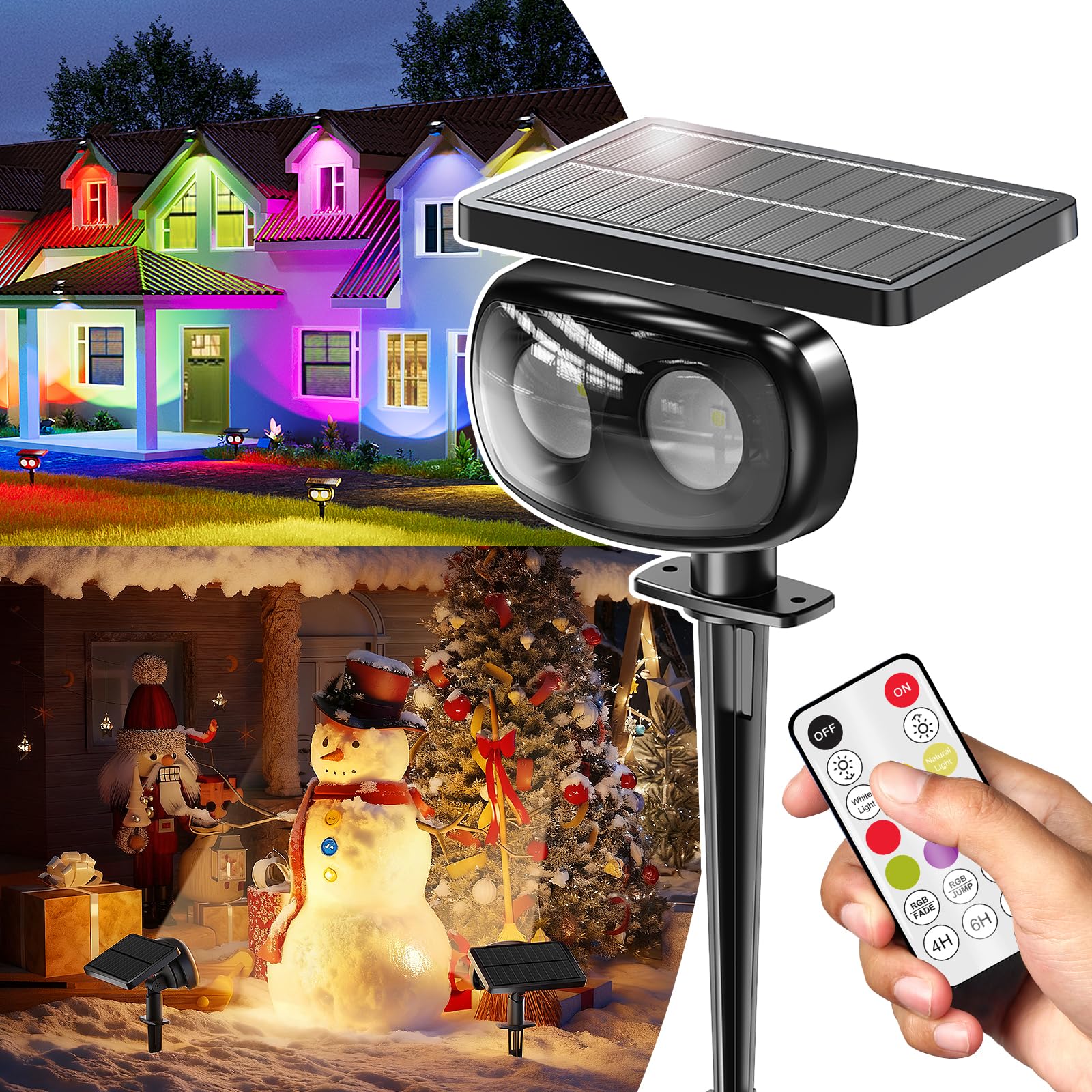 Mofoyeah 2 Pack Solar Spot Lights Outdoor Waterproof Ip68  Super Bright Led Landscape Lighting With 9 Colors 3 Brightness Fixable Colors For Yard Pathway Garden House Lawn