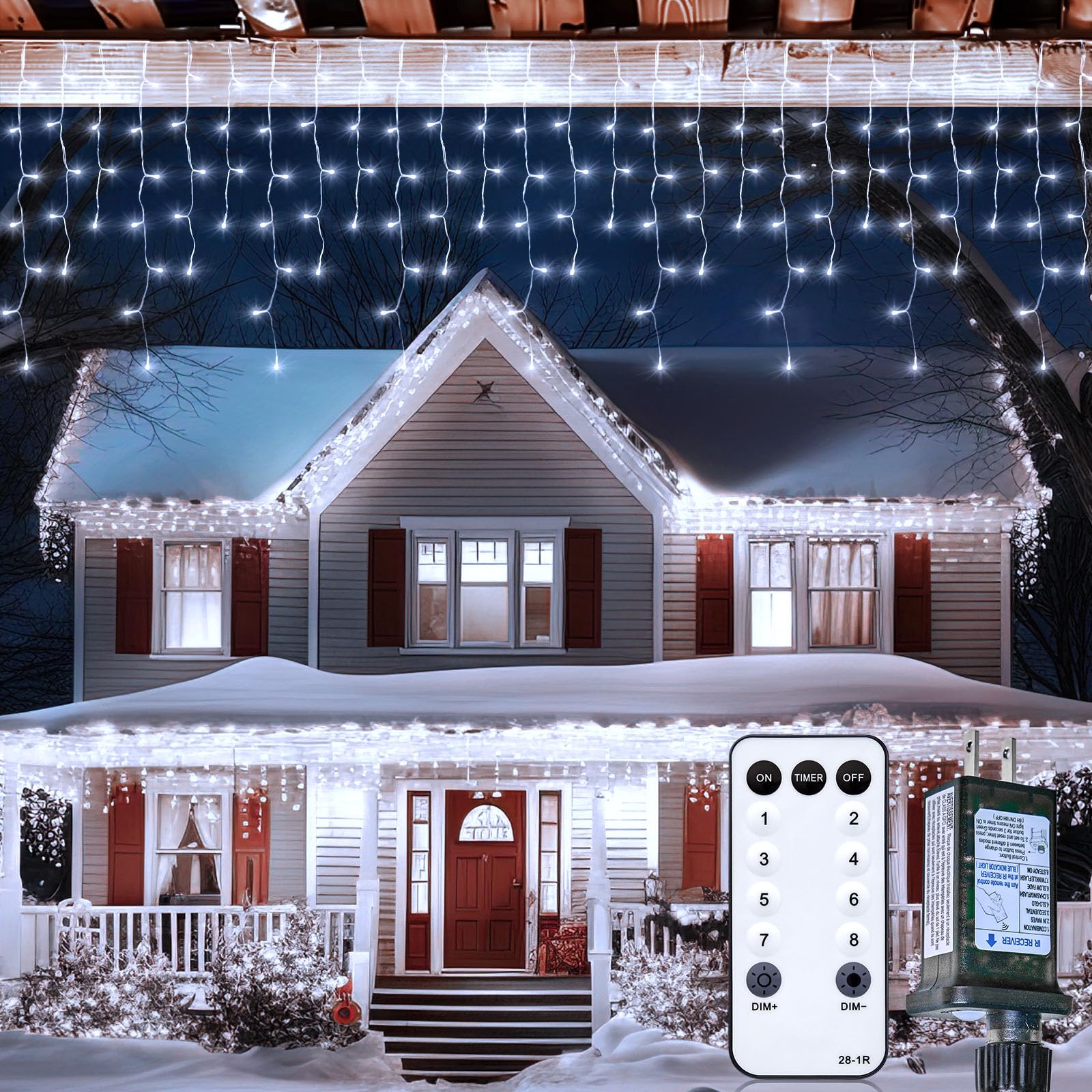 Brightown Icicle Christmas Lights Outdoor, 100FT 832 LED Icicle String Lights with 156 Drops,8 Modes, Icicle Lights with Remote 