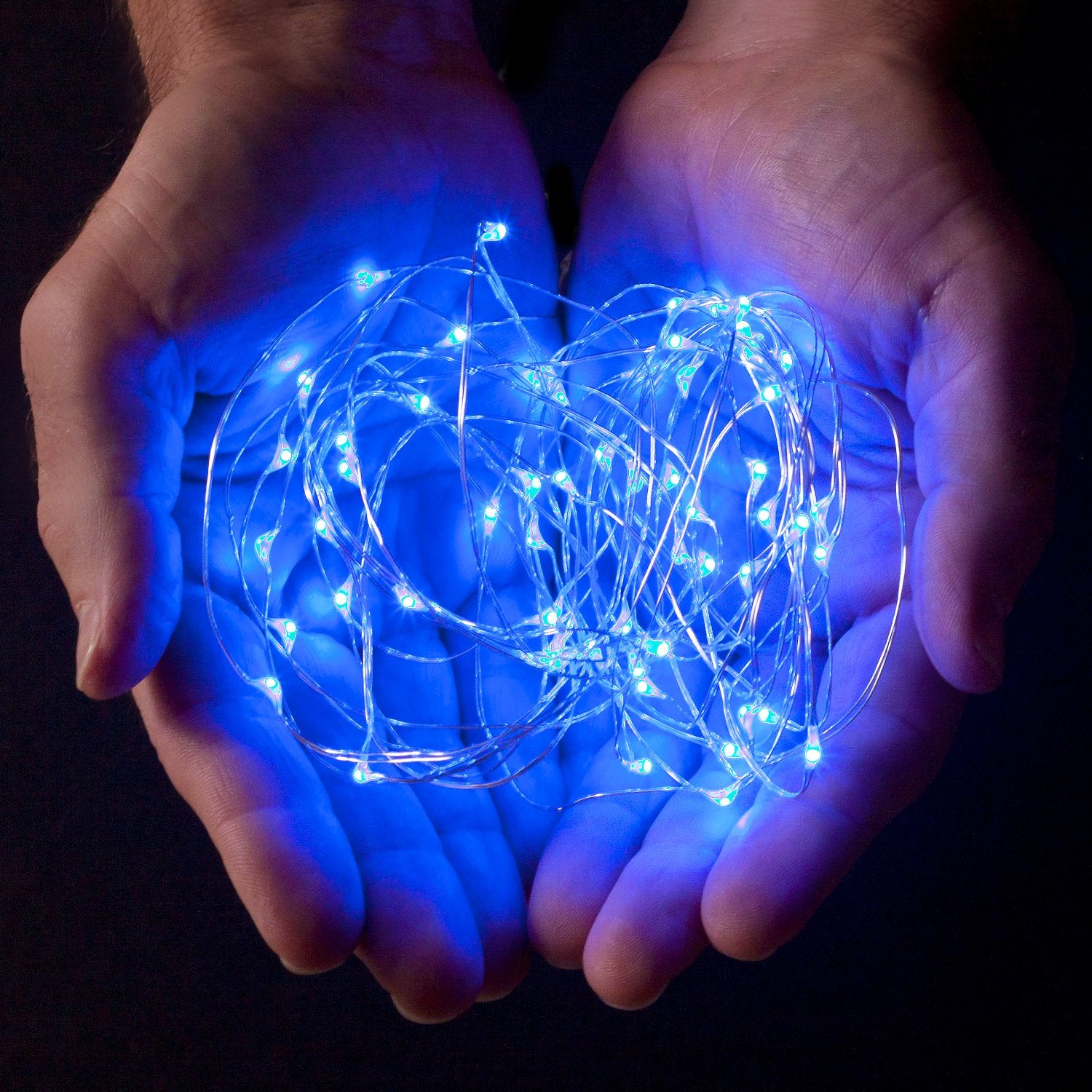 Rtgs 2 Sets 20 Leds Blue Color String Lights Silver Wire Indoor And Outdoor 6.5 Feet Firefly Starry Fairy Lights Battery Powered