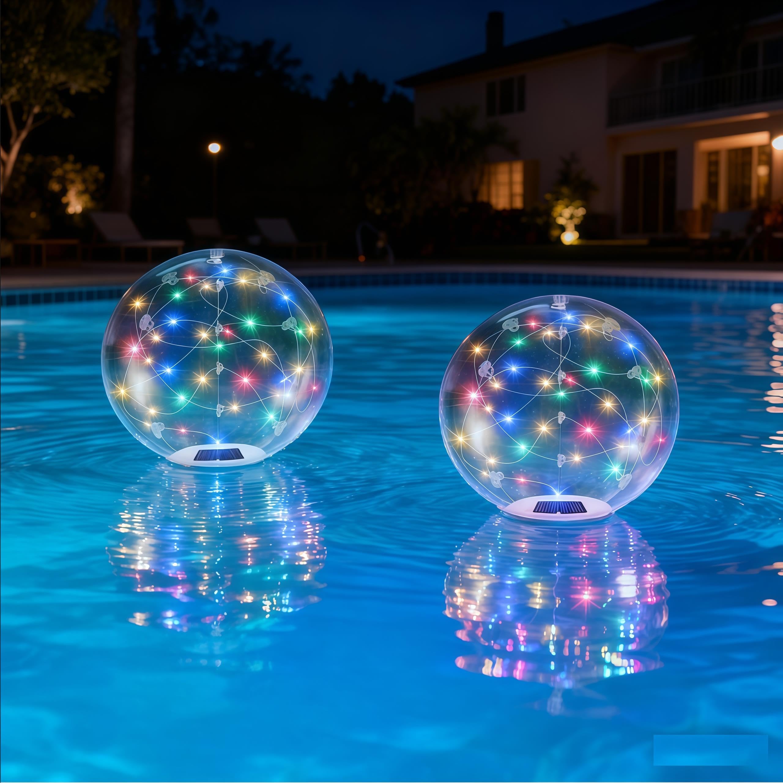 SATOCVAY Floating Pool Lights Solar Powered - 14 Inflatable Waterproof Floating Pool Balls Light that Float for Party, Outdoor P