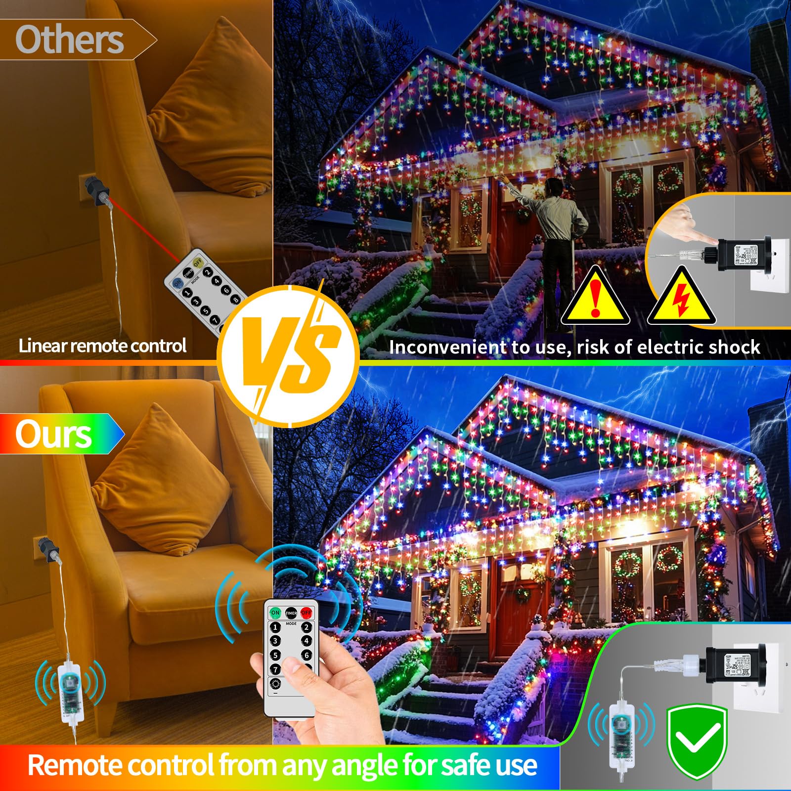 Xzai 800Led 72Ft, Fairy Icicle String Lights, Plug-In, Multi-Color & Cool White, Christmas Party Decors, Remote, 8 Modes, Timer,