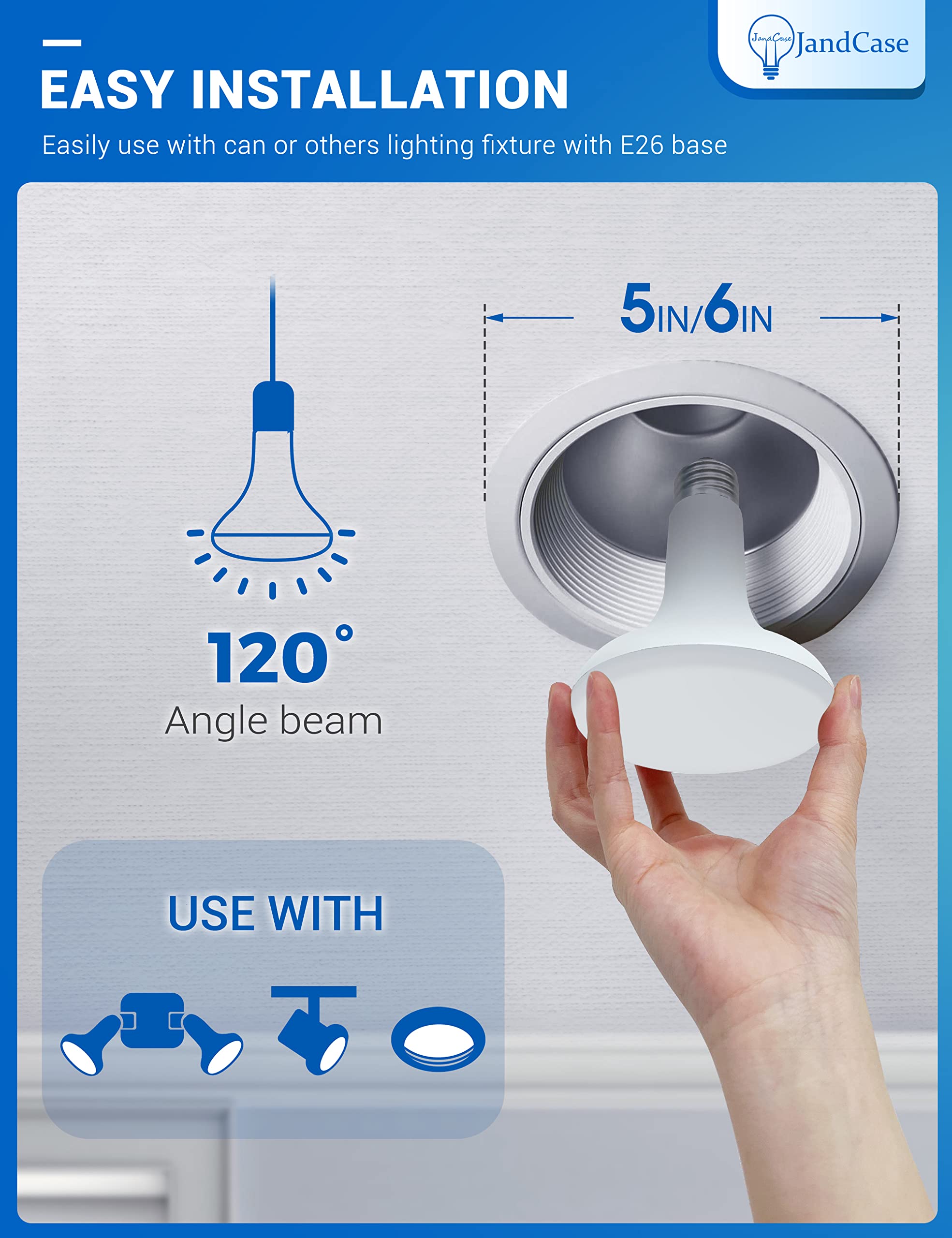 Jandcase Br30 Led Flood Light Bulbs, Dimmable 11W (65W Equivalent), 5000K Daylight White, E26 Base, 6 Pack, Ul & Energy