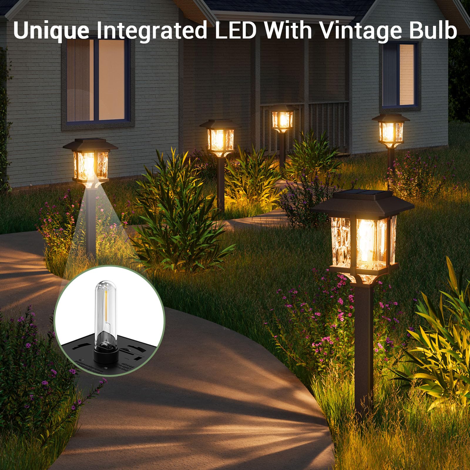Xmcosy+ Solar Pathway Lights Outdoor, 20 Lm 2-Tone Bronze & Wood Colour Led Waterproof Ip65 Garden Lighting For Yard Stainless S