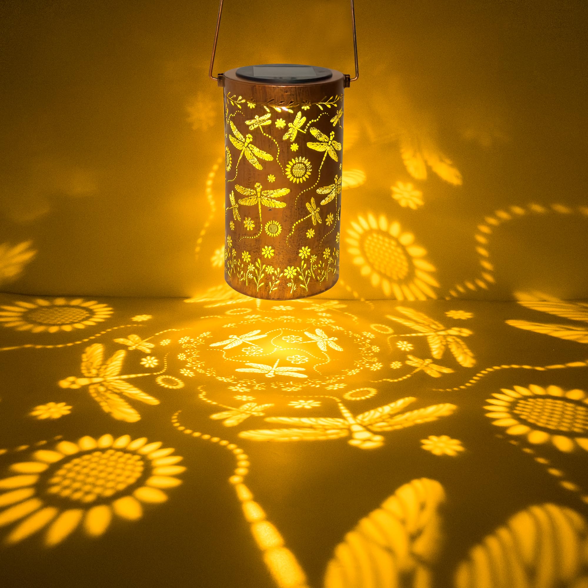 Anytalk Dragonfly Flower Solar Lanterns Outdoor Waterproof, Birthday Gifts For Women Mom Grandma, Hanging Solar Lights For Yard,