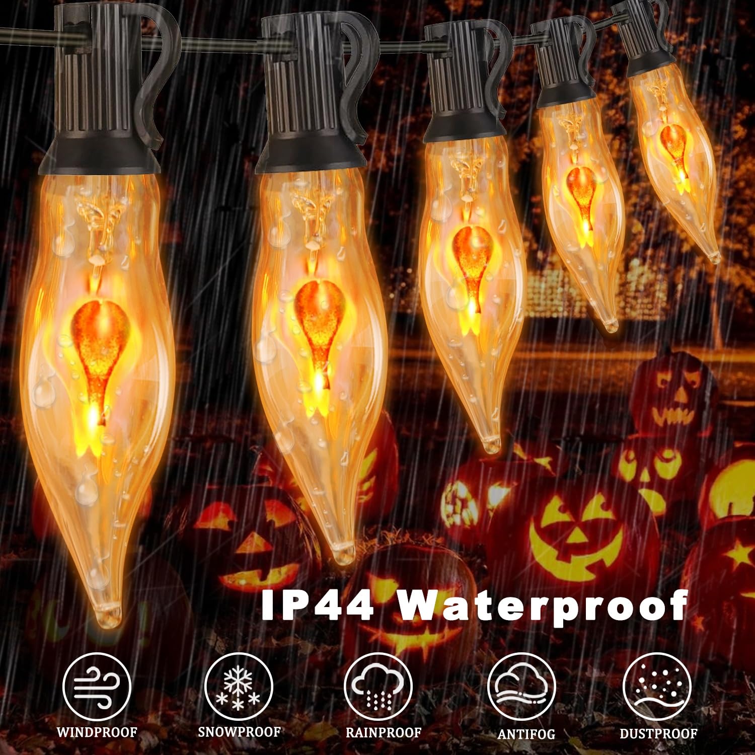 Couah Flicker Flame Light Bulb - Clear Flame Tip Candelabra Bulbs, E12 Base, 120V, 12 Pack
