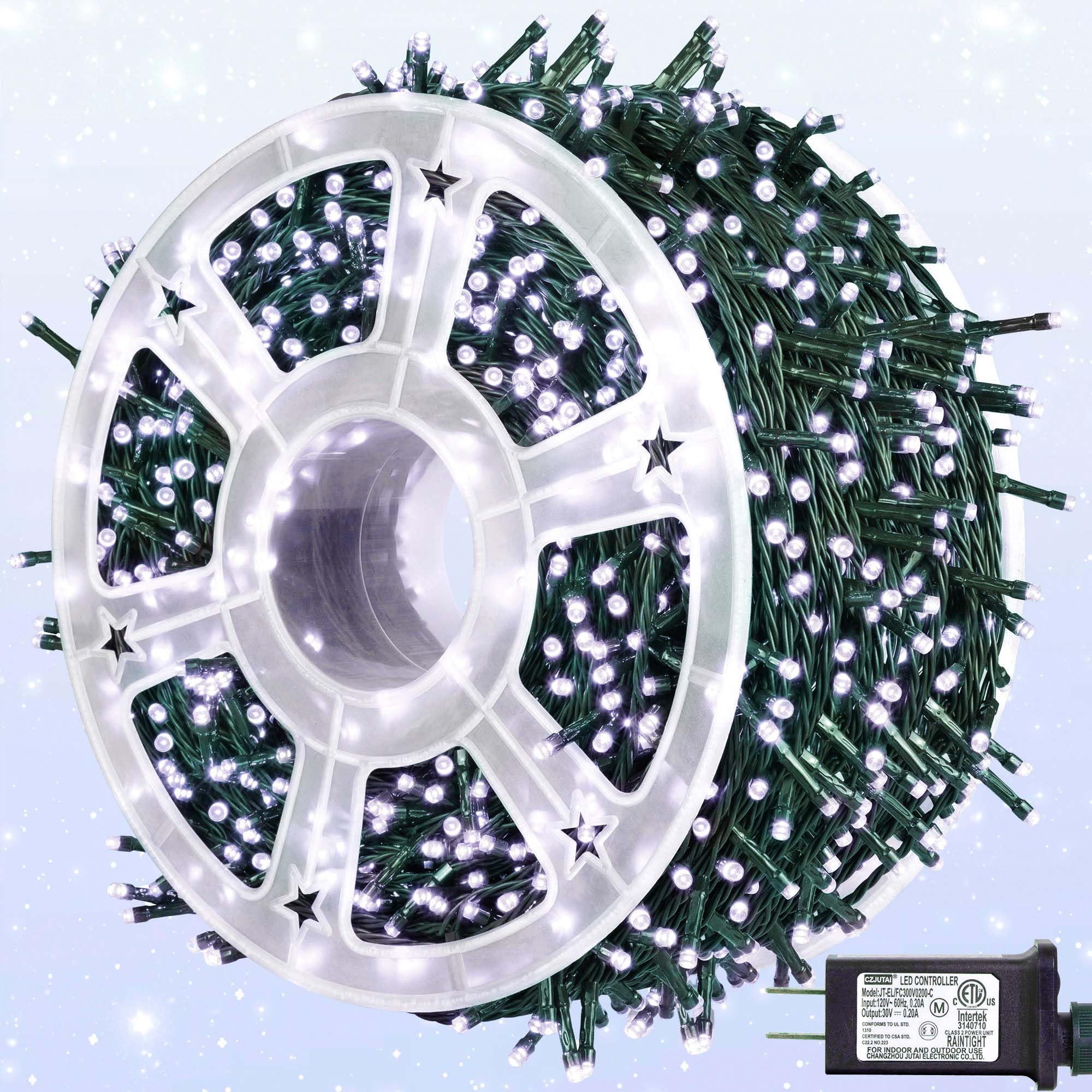 kemooie 500 LED Christmas String Lights, 164FT 8 Lighting Mode with Memory Plug in Green Wire Waterproof Lights, for Outdoor Ind