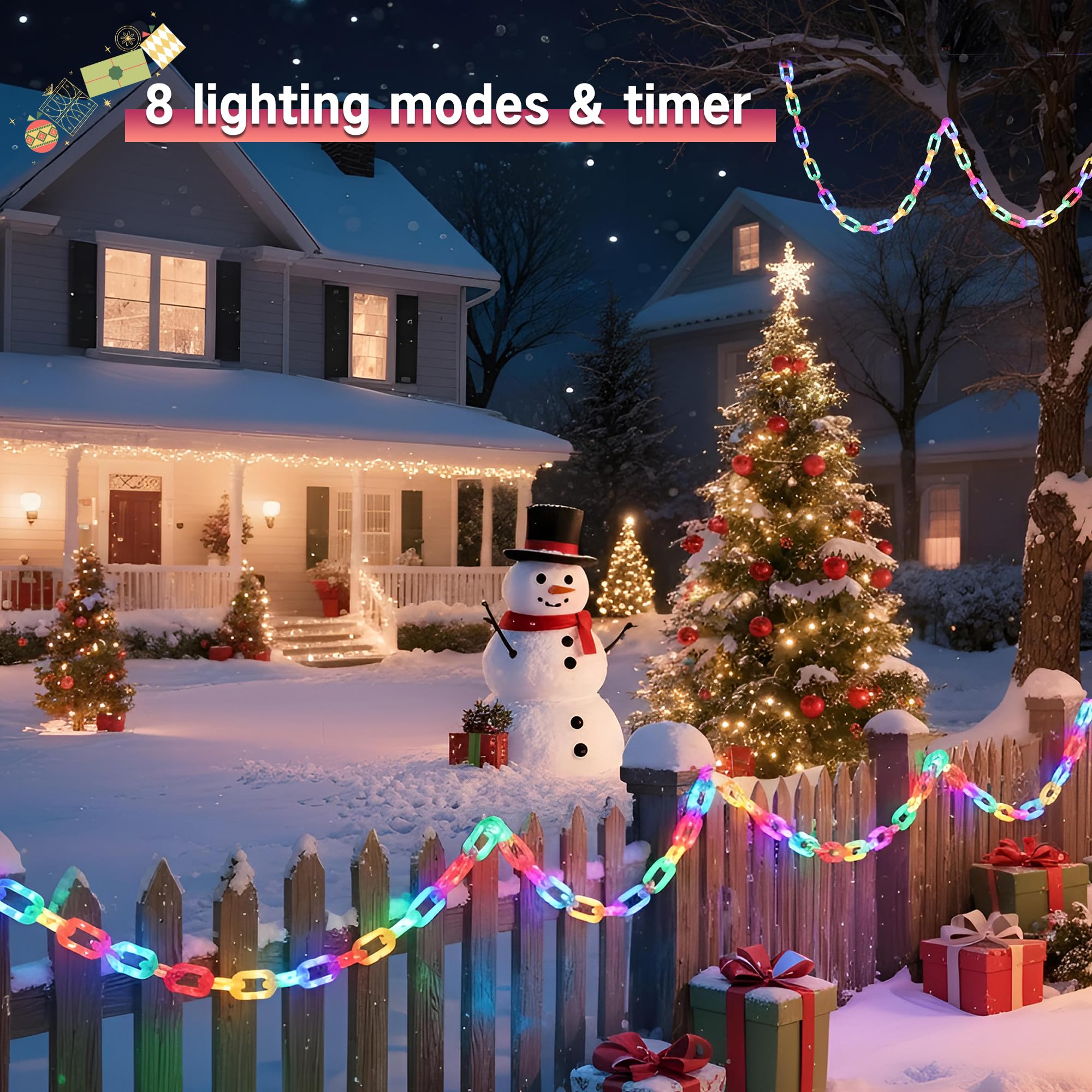 Solar Halloween Decorations Outdoor String Lights - 10 Ft 160 Led Plastic Chain String Lights With Waterproof  8 Lighting Modes And Timer Function Us protected design Product (Multicolor)