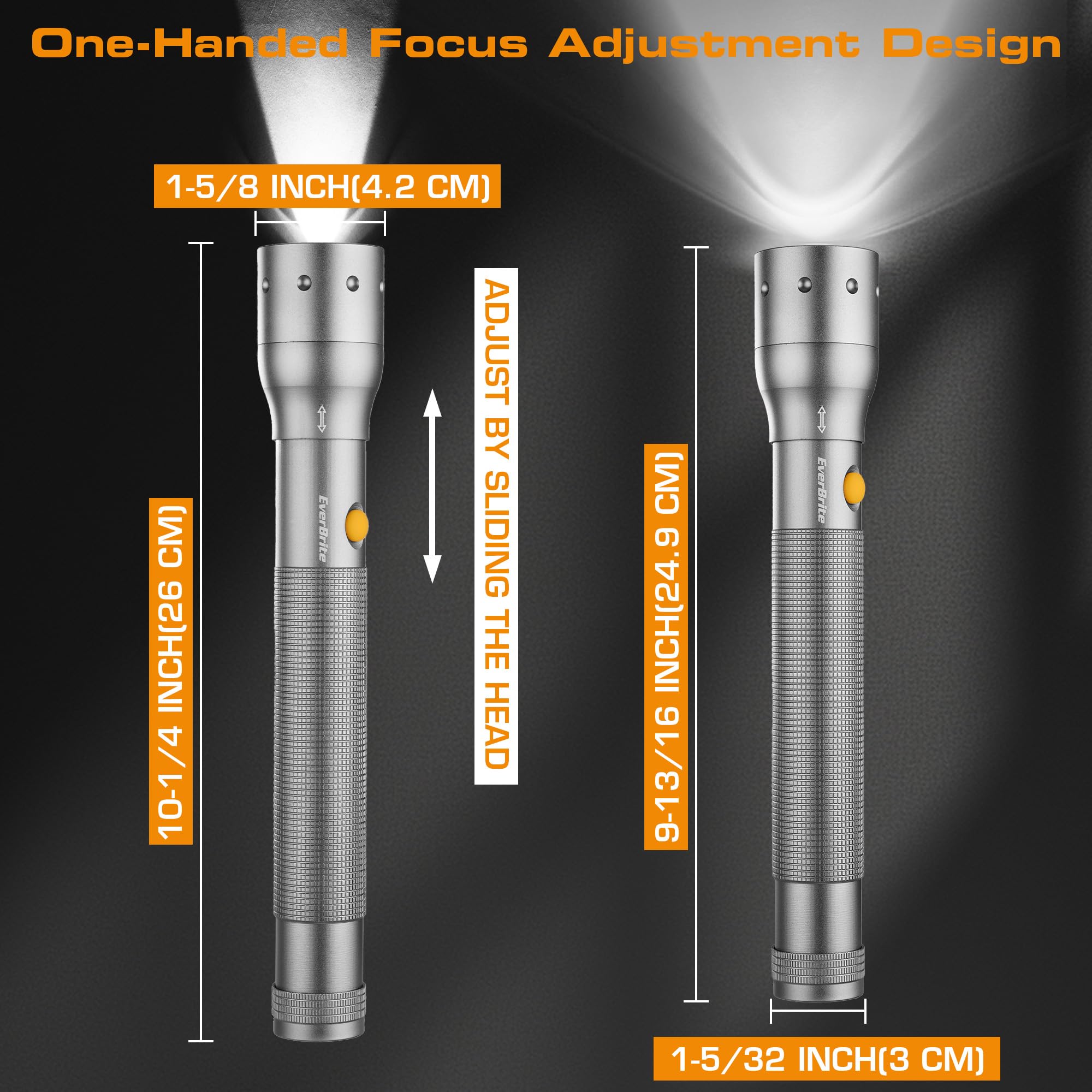 Everbrite Ultra Bright Tactical Flashlight, 900 Lumen Zoomable Adjustable Focus, 3 Light Modes, Heavy-Duty Aluminum Torch For Hu