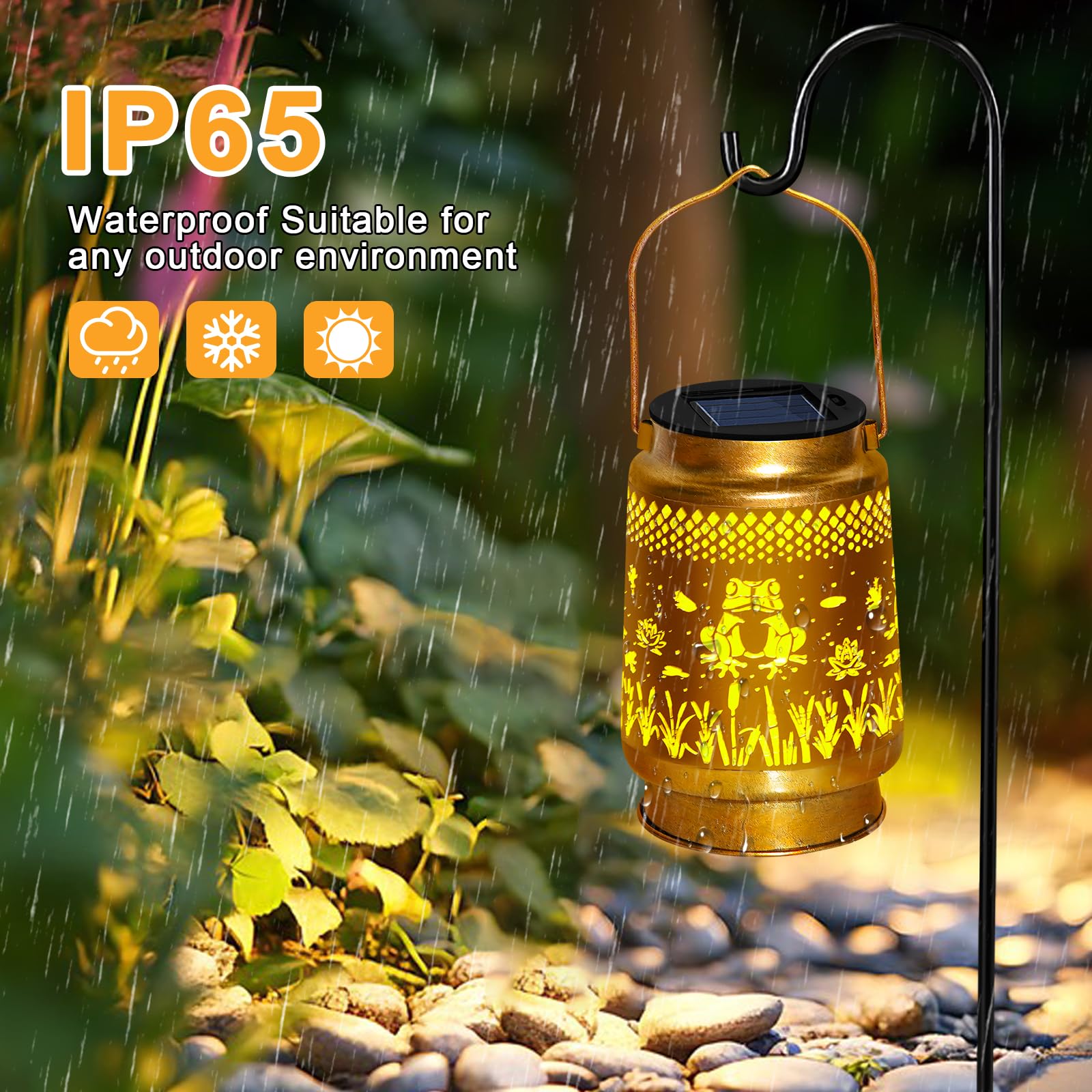Solar Lanterns Outdoor Waterproof Hanging Solar Lights, Frog Garden Decor Birthday Gifts For Women Mom, Hanging Metal Garden Lig