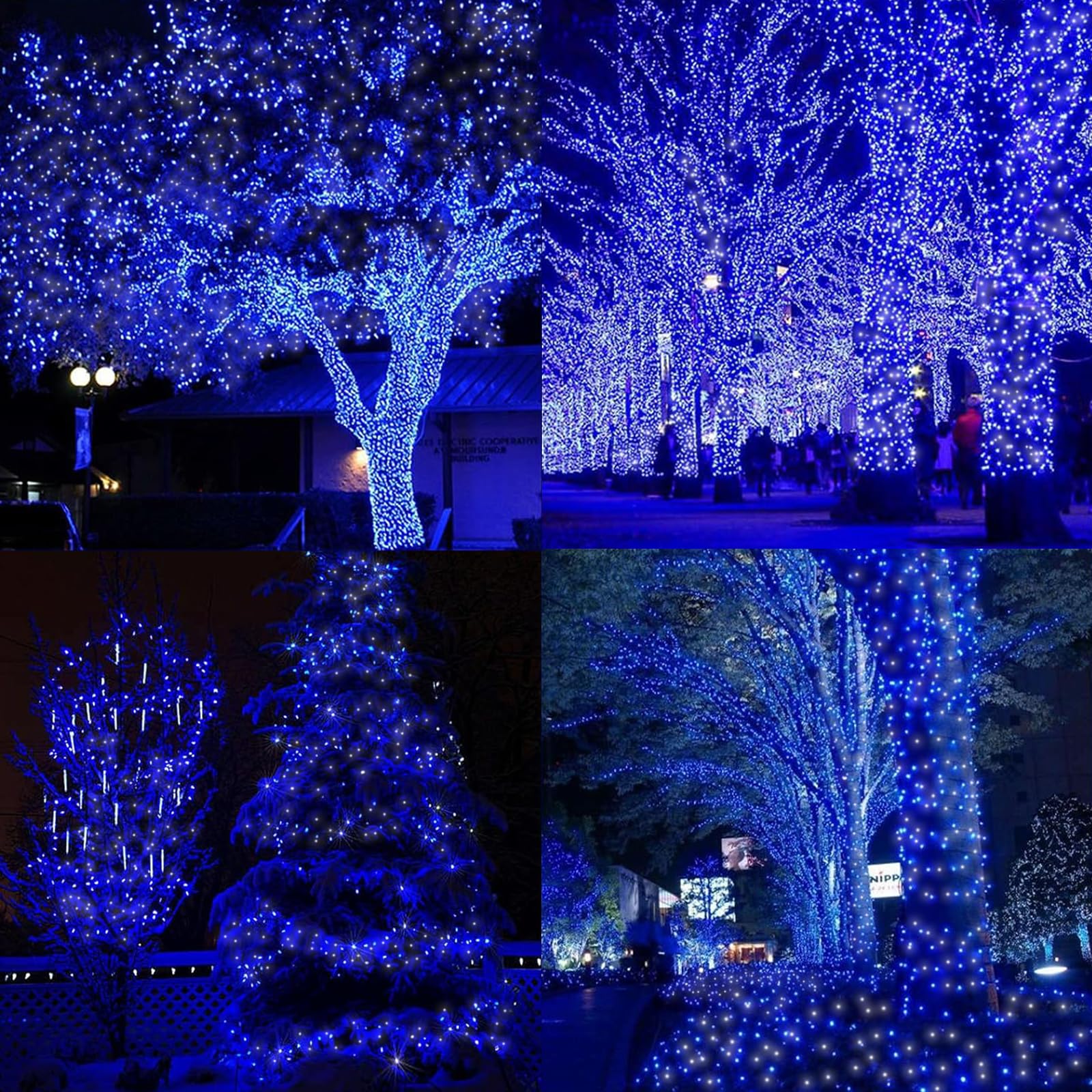 Lamphome 33Ft Christmas Decorative Mini Lights  100 Led Transparent Wire Fairy Starry String Lights Plug In  16 Lighting Modes For Outdoor Xmas Tree Wedding Party Decoration (White+Blue)