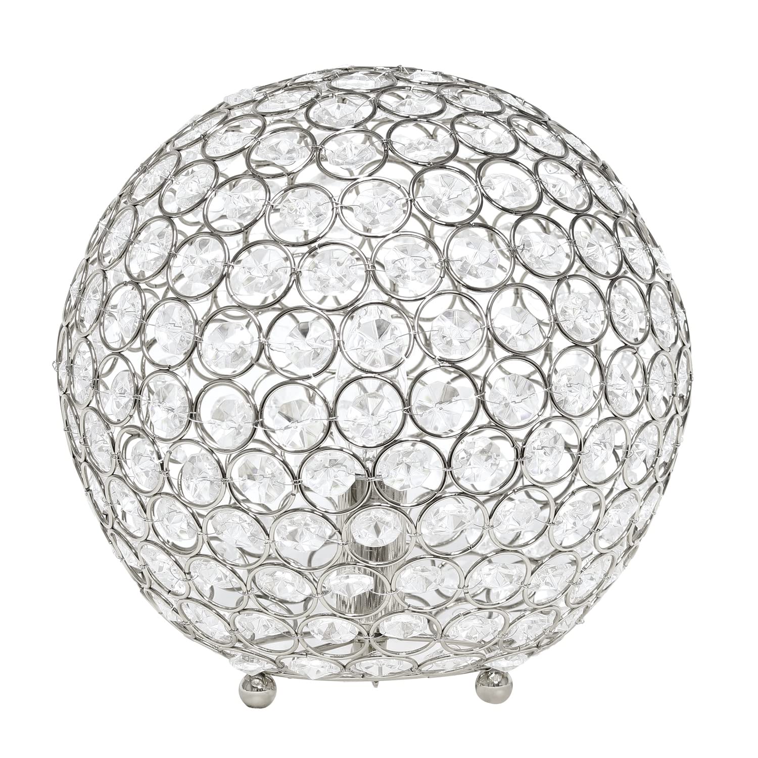 Lalia Home Elipse Medium 10&quot; Contemporary Metal Crystal Round Sphere Glamourous Orb Table Lamp - Chrome