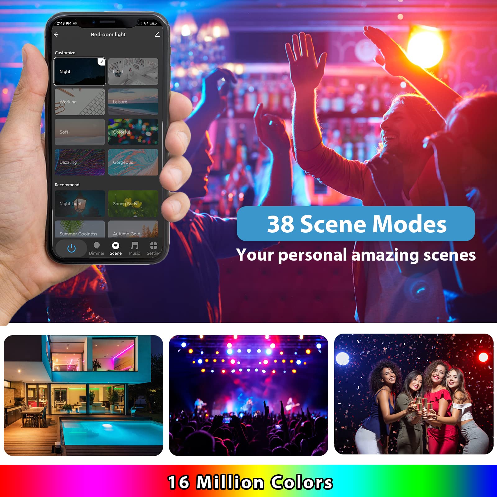 Khsuin Smart Light Bulbs 16W Br30, 1600Lumen, Alexa & Google Home Compatible, 2