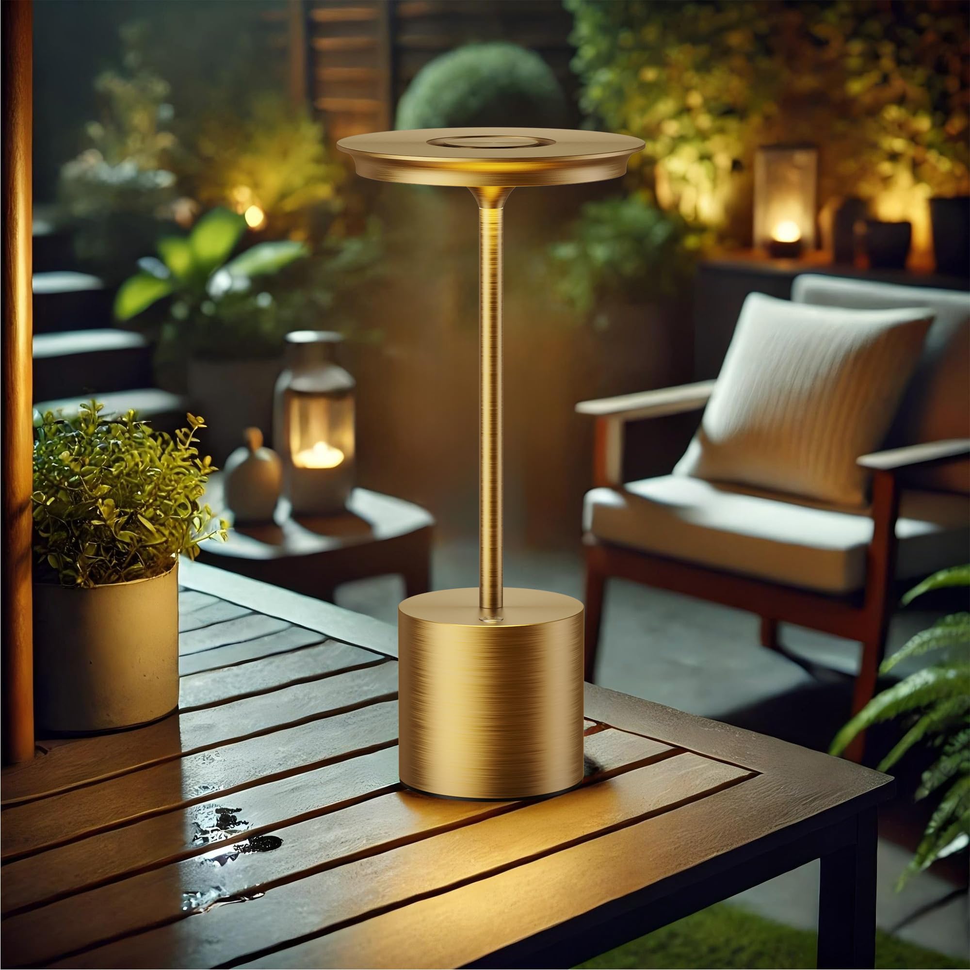 Sikevht 2Pack Cordless Table Lamp,Rechargeable 6000Mah Battery Operated Portable Table Light, 3 Color Stepless Dimmable Battery