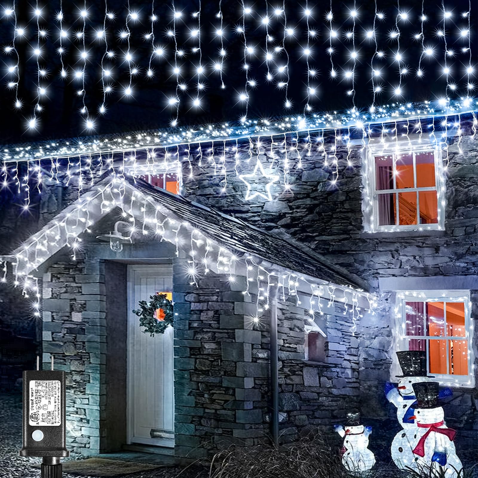 Icicle Lights for Outside  98FT 1216 LED Icicle Christmas Lights Outdoor with 228 Drops  8 Modes Waterproof Twinkle String Lights for Indoor House Bedroom Party Wedding Holiday Decorations  White