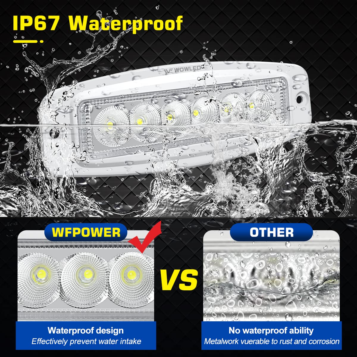 WFPOWER Flush Mount Boat LED Light - 7.3" White Aluminum Spreader - 2 Pack Marine Spotlights for Dock, Deck, Truck, SUV, 12V/24V