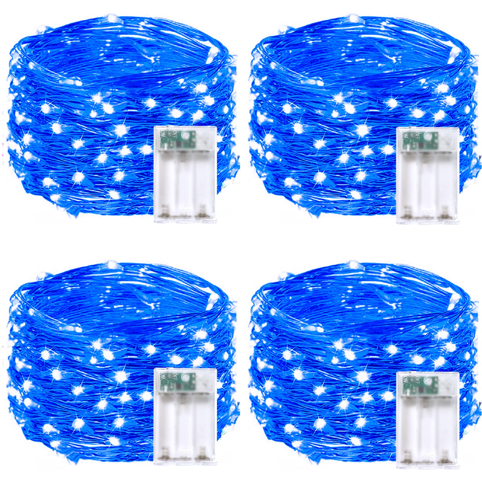 4 Pack 20FT 60LED Battery Operated Fairy Lights with Timer, Waterproof Battery String Lights Outdoor Indoor, Battery Twinkle Lig