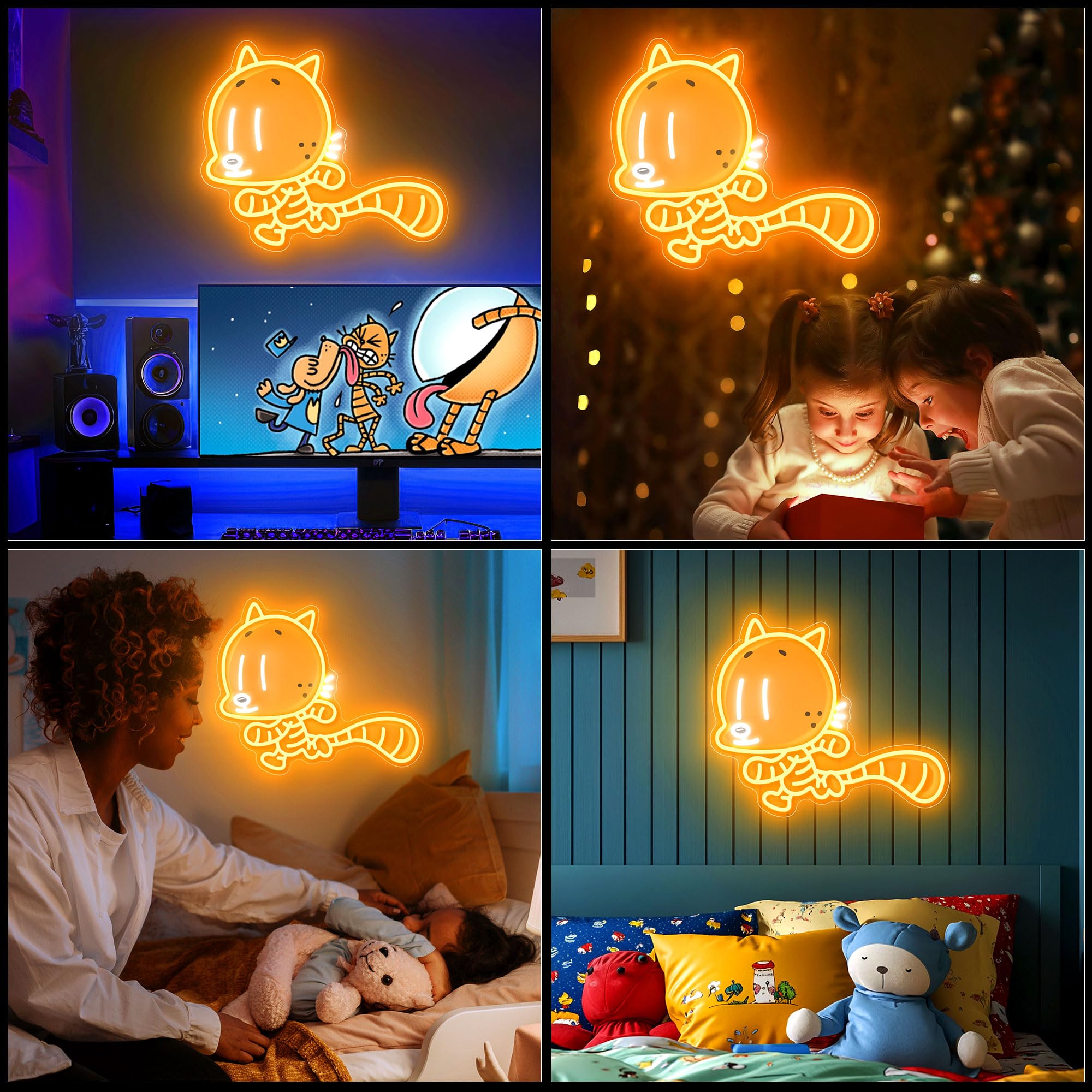 Officially Licensed Cat Kid Uv discomfort-reducingted Led Neon Light - Inspired Wall Art  Vibrant Kids Room Decor  Superhero-Themed Night Light  Gift For Dog Man Book Fans (15 * 12.8)