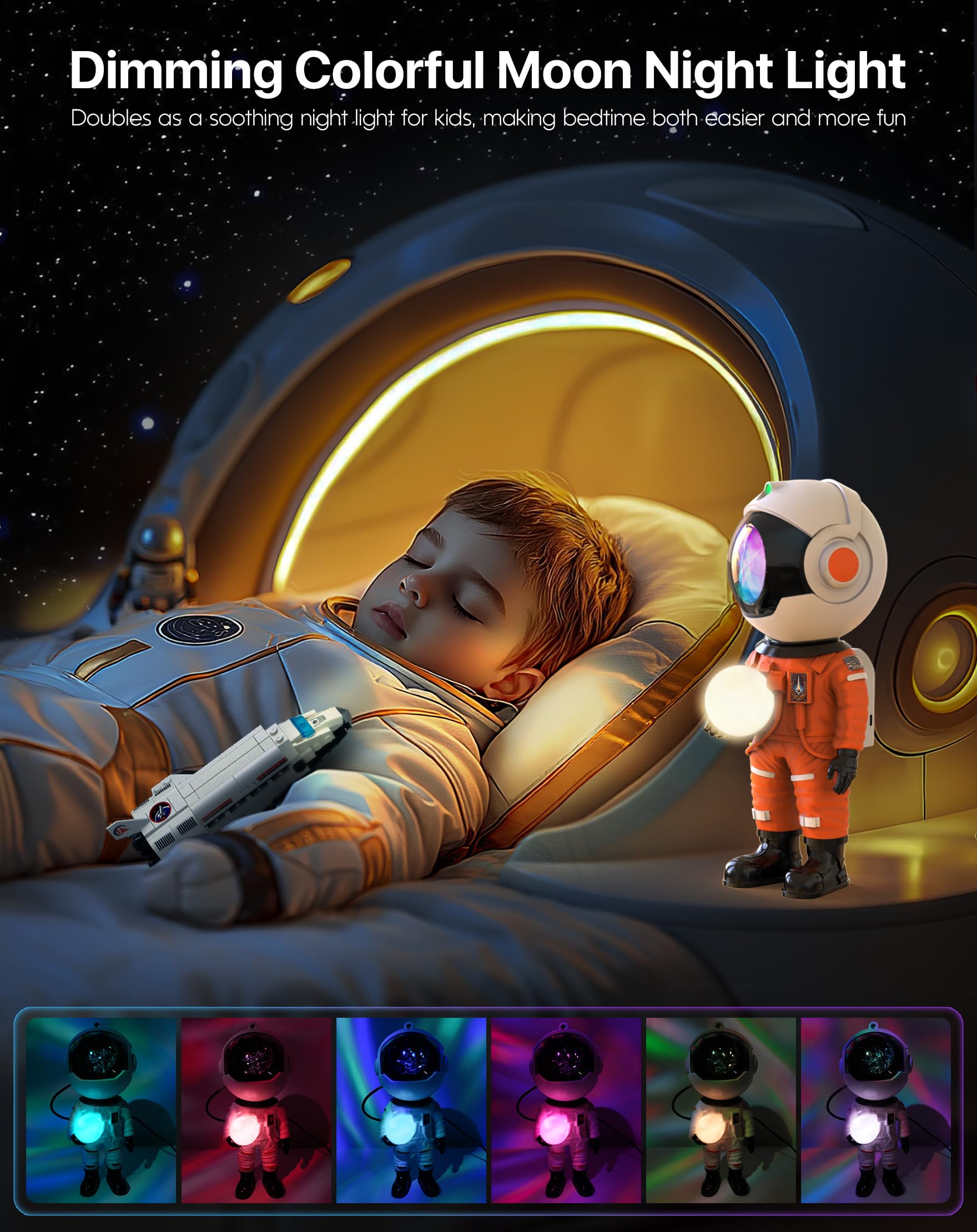 Rossetta Galaxy Projector, LED Star Projector for Bedroom, Orange, Remote & Timer, Kids Room Night Light, Home Decor, Gifts for All Ages