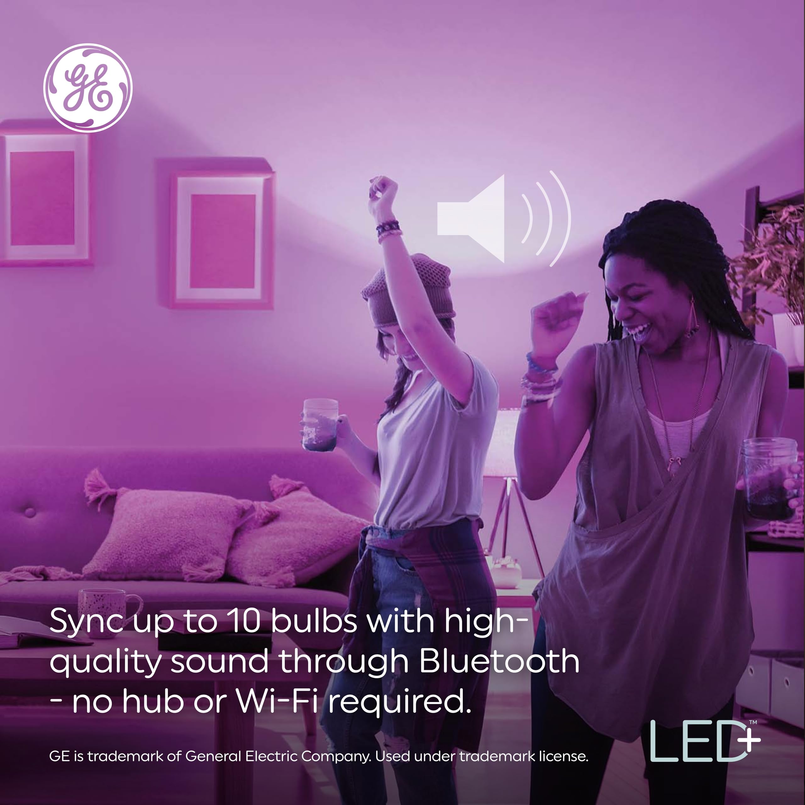 Ge Led+ Color Changing Speaker Led Light Bulb With Remote, Br30 Indoor Floodlight Bulb, Daylight And Multicolor (1 Pack)
