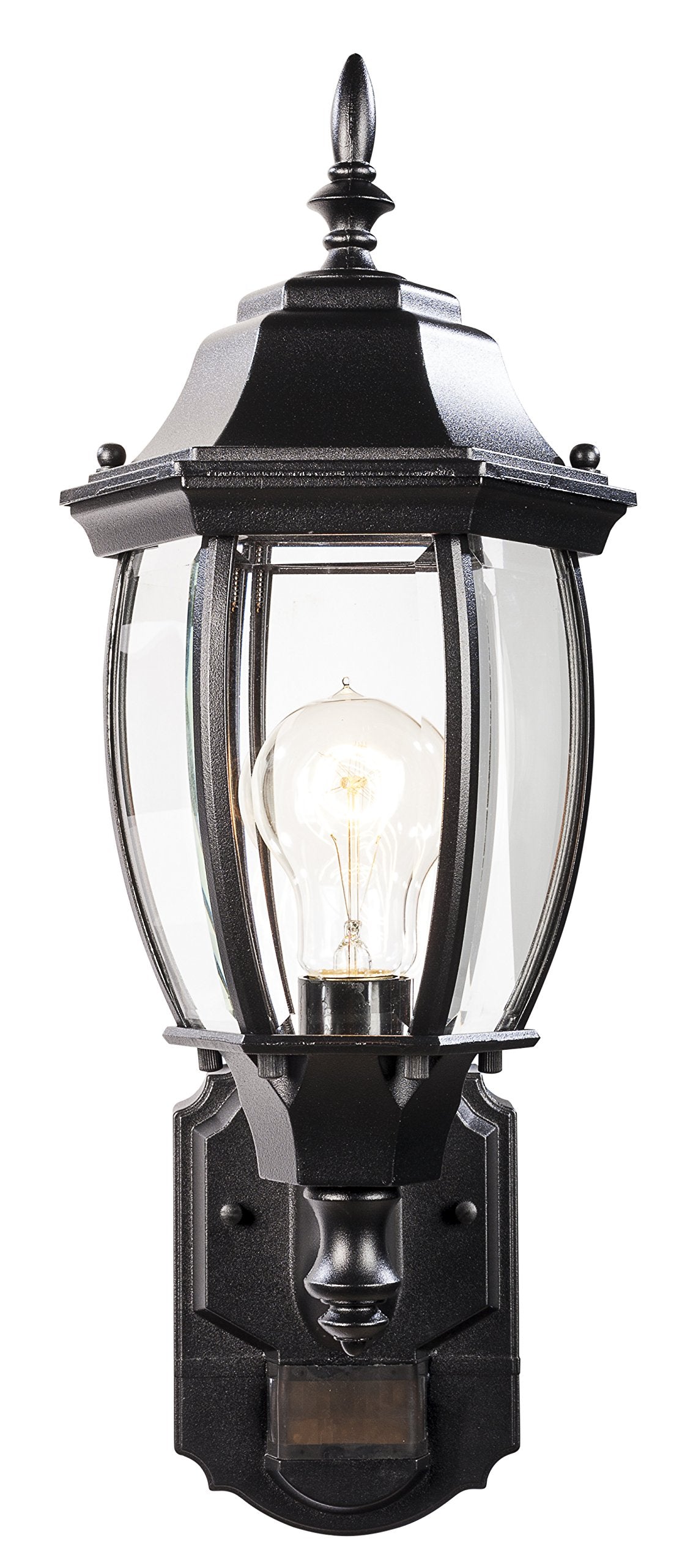 Heath Zenith Six-Sided Lantern, Die-Cast Aluminum, Black, Model HZ-4192-BK, Pack of 1, Beveled Glass