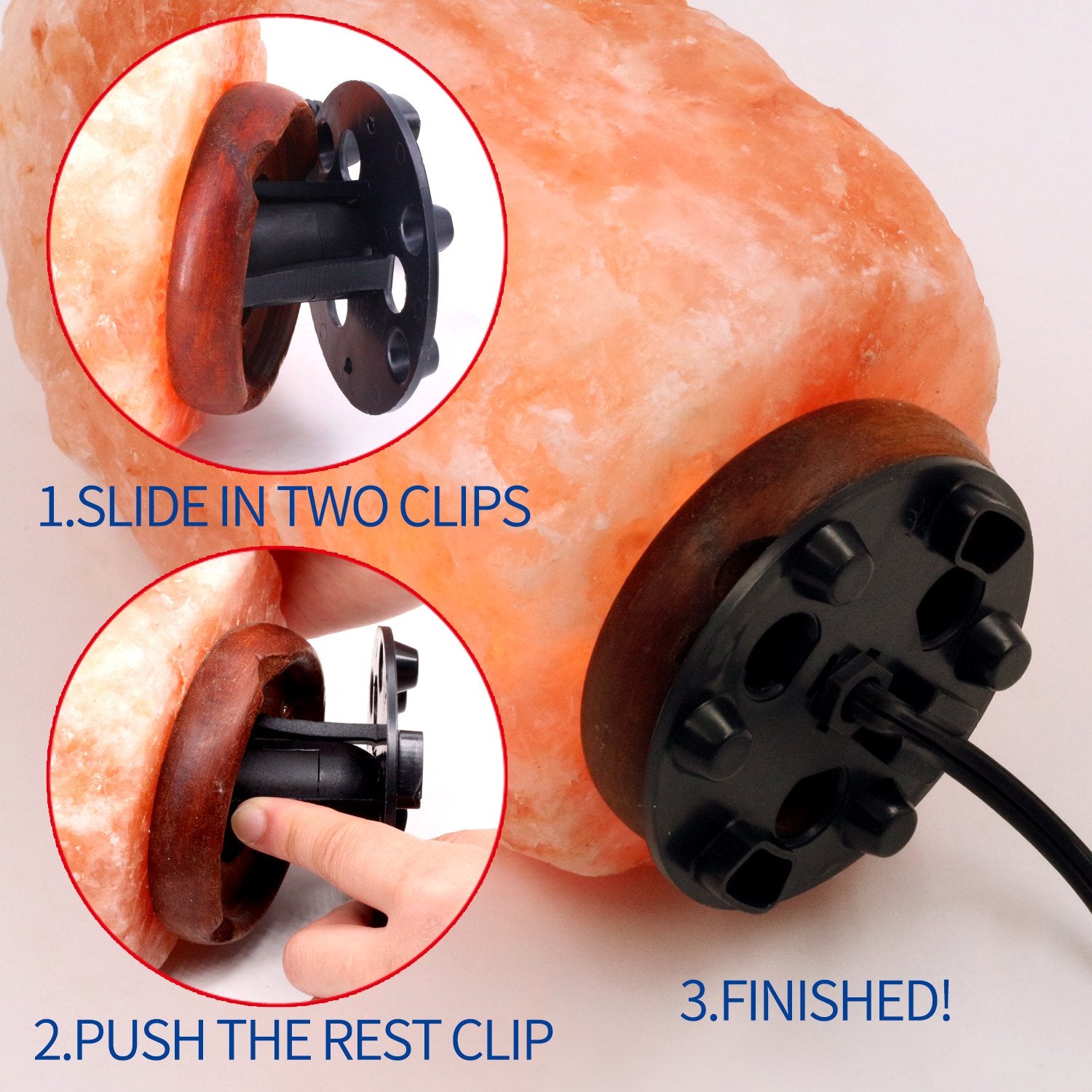 Betus Himalayan Salt Lamp Power Cord with Dimmer Control, 6ft UL Listed, Includes 2 Free 15W Bulbs, Cord With Base
