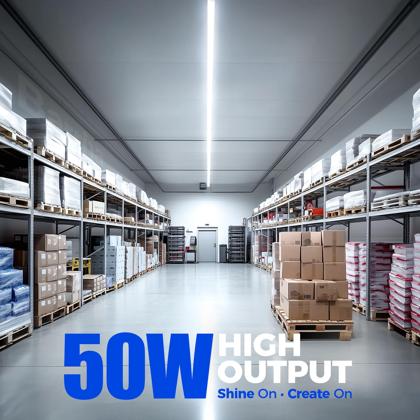 Barrina T8 Led Shop Lights 5Ft, 50W 6500Lm 6500K, Clear Cover, Garage Lights Ceiling, V-Shape Light Fixture, Work Shop Led Light