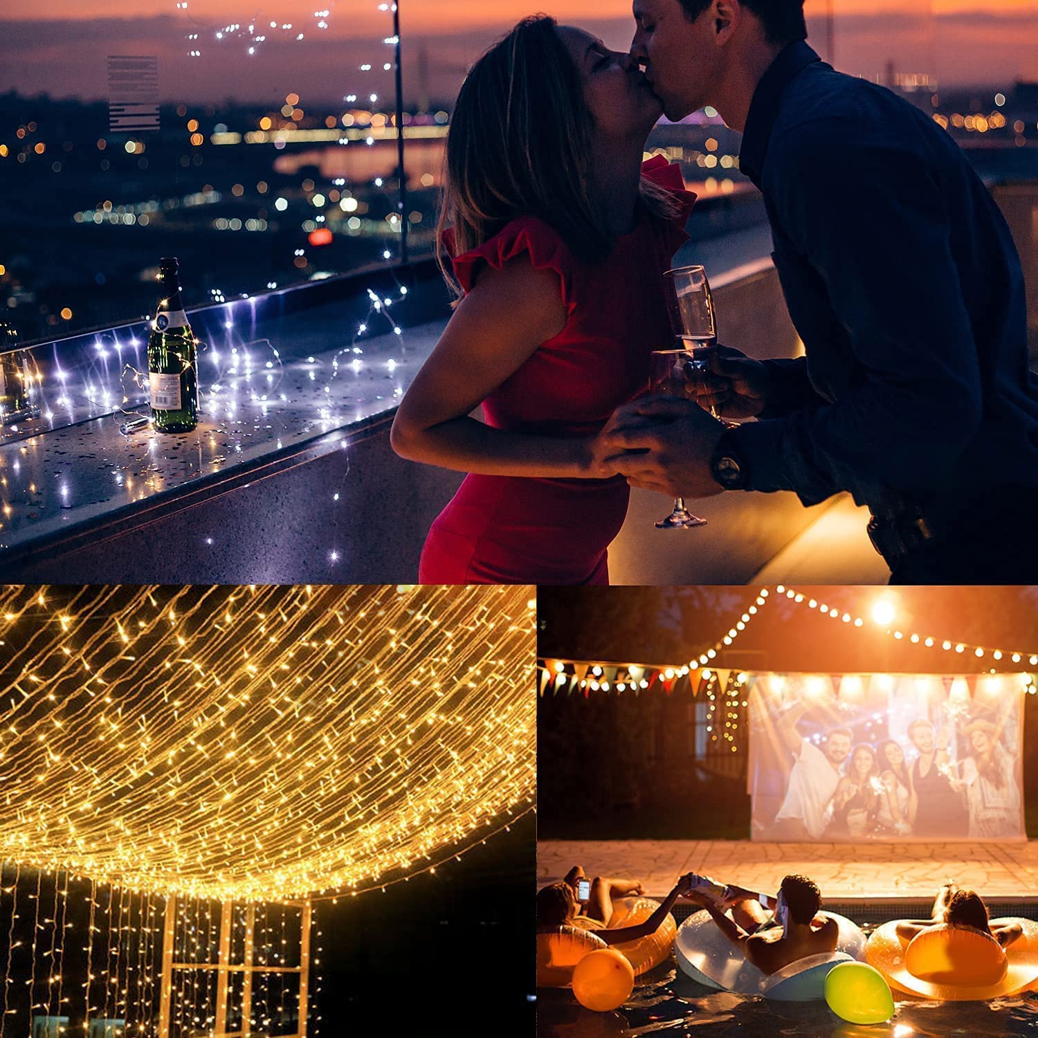 Liopeed 42Ft 120 Led Warm White Battery Powered String Lights, Ip65 Waterproof, 8 Modes