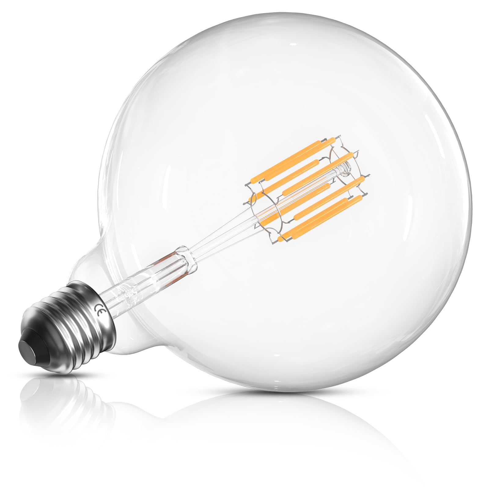 Bonlux 8W G125 LED Globe Bulb, Dimmable Warm White 2700K, Clear Glass, 800LM, 1 Count