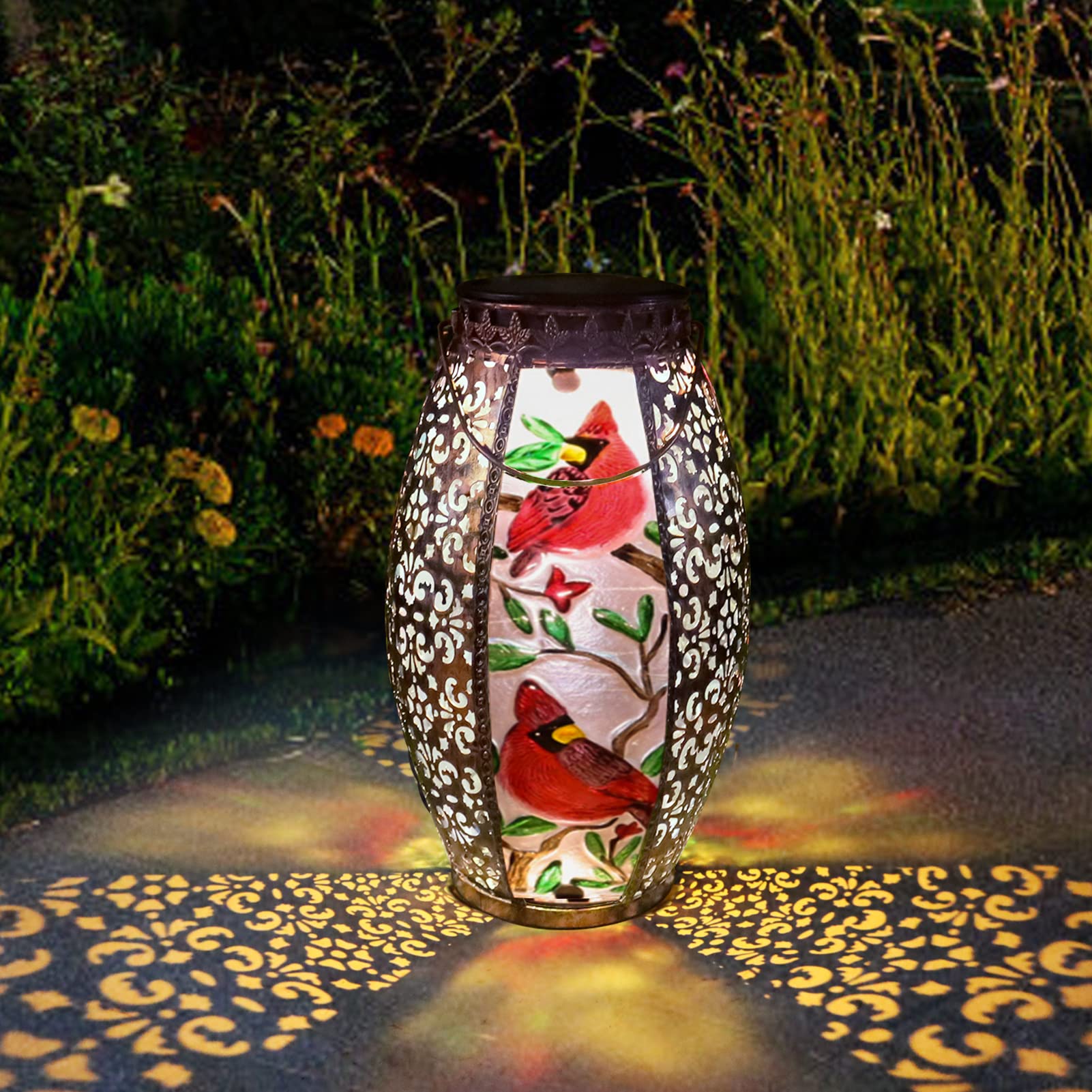 Larekook Outdoor Solar Lantern - Waterproof Metal Hummingbird Lights For Patio & Garden